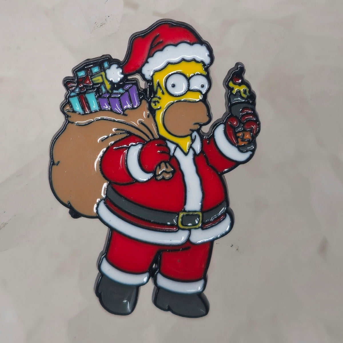 Santa Homer Christmas Simpsons Cartoon Enamel Pins Hat Pins Lapel Pin Brooch Badge Festival Pin