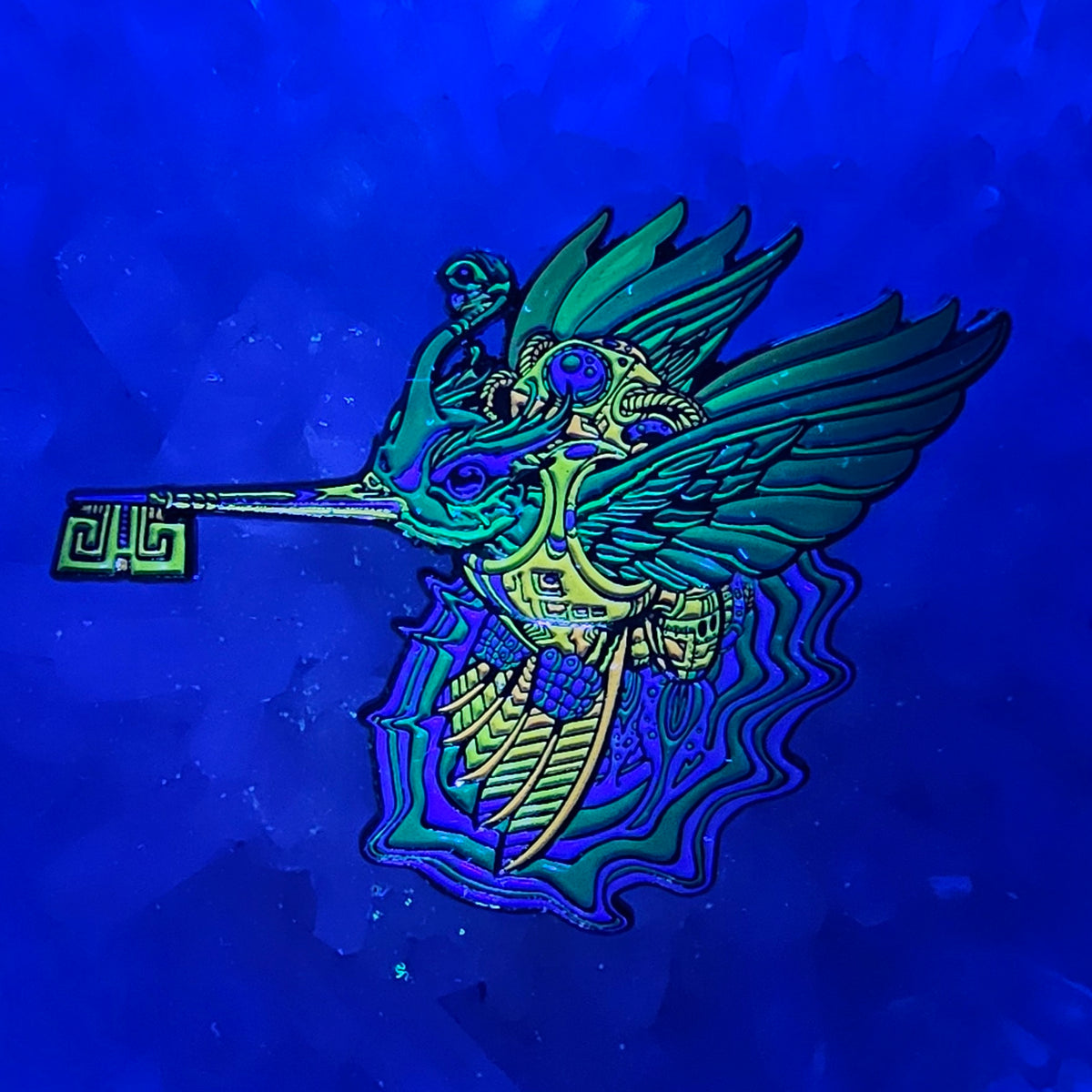 Android Humming Bird Skeleton Key Psychedelic Art V1 Enamel Pins Hat Pins Lapel Pin Brooch Badge Festival Pin