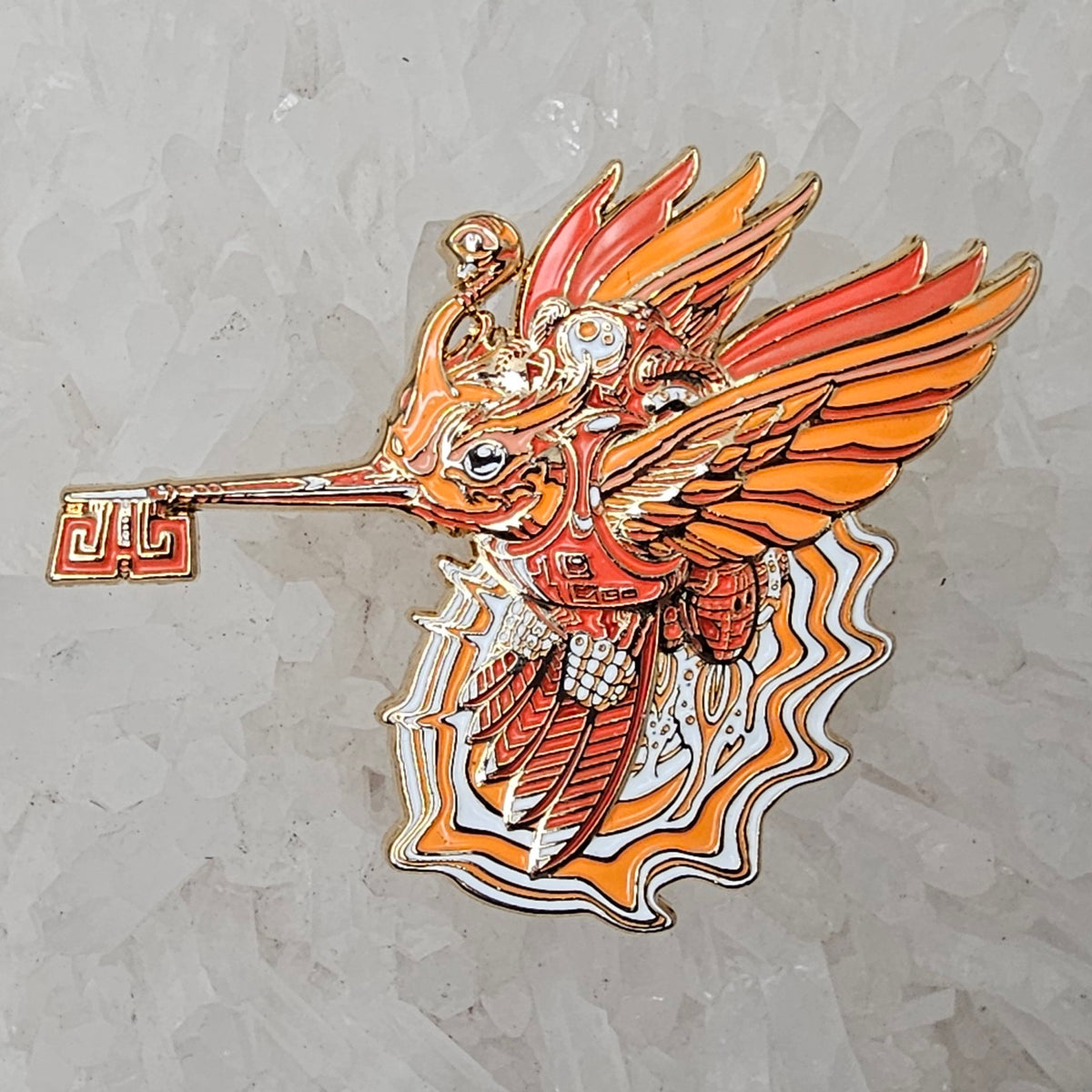 Android Humming Bird Skeleton Key Psychedelic Art V2 Enamel Pins Hat Pins Lapel Pin Brooch Badge Festival Pin