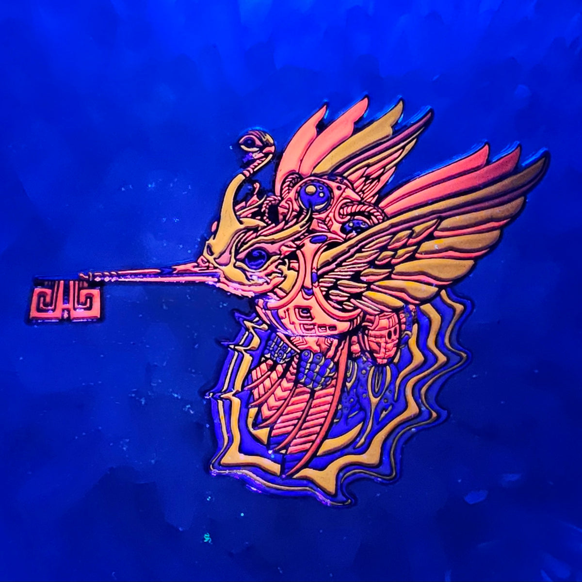 Android Humming Bird Skeleton Key Psychedelic Art V2 Enamel Pins Hat Pins Lapel Pin Brooch Badge Festival Pin