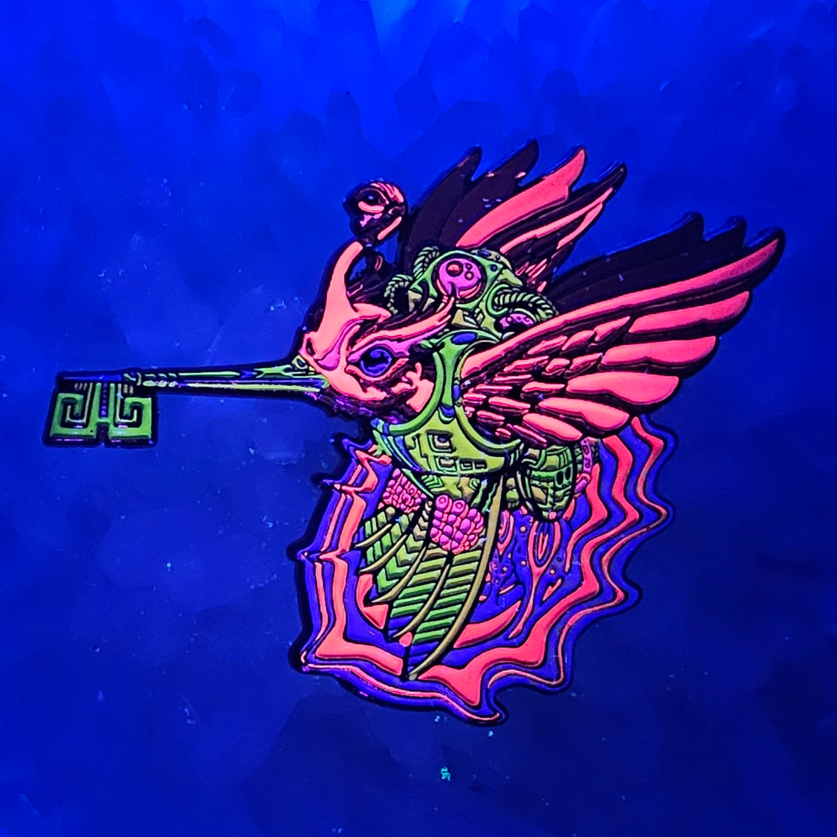 Android Humming Bird Skeleton Key Psychedelic Art V4 Enamel Pins Hat Pins Lapel Pin Brooch Badge Festival Pin