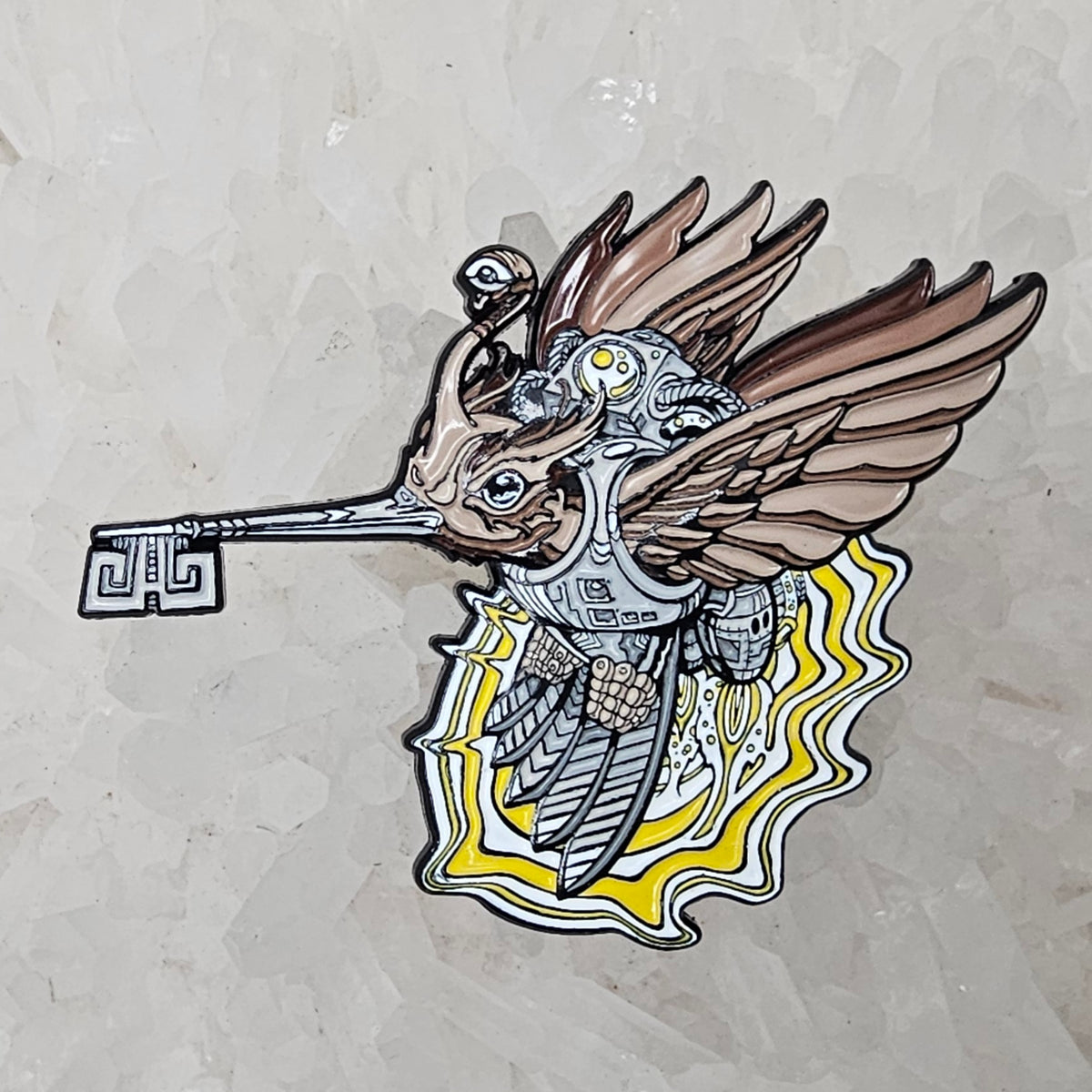 Android Humming Bird Skeleton Key Psychedelic Art V5 Enamel Pins Hat Pins Lapel Pin Brooch Badge Festival Pin