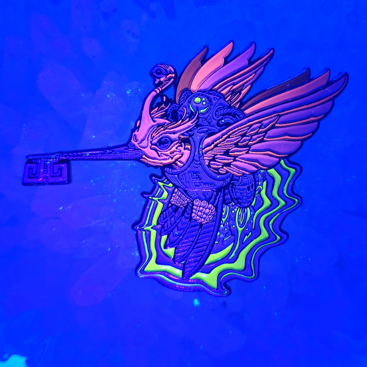 Android Humming Bird Skeleton Key Psychedelic Art V5 Enamel Pins Hat Pins Lapel Pin Brooch Badge Festival Pin