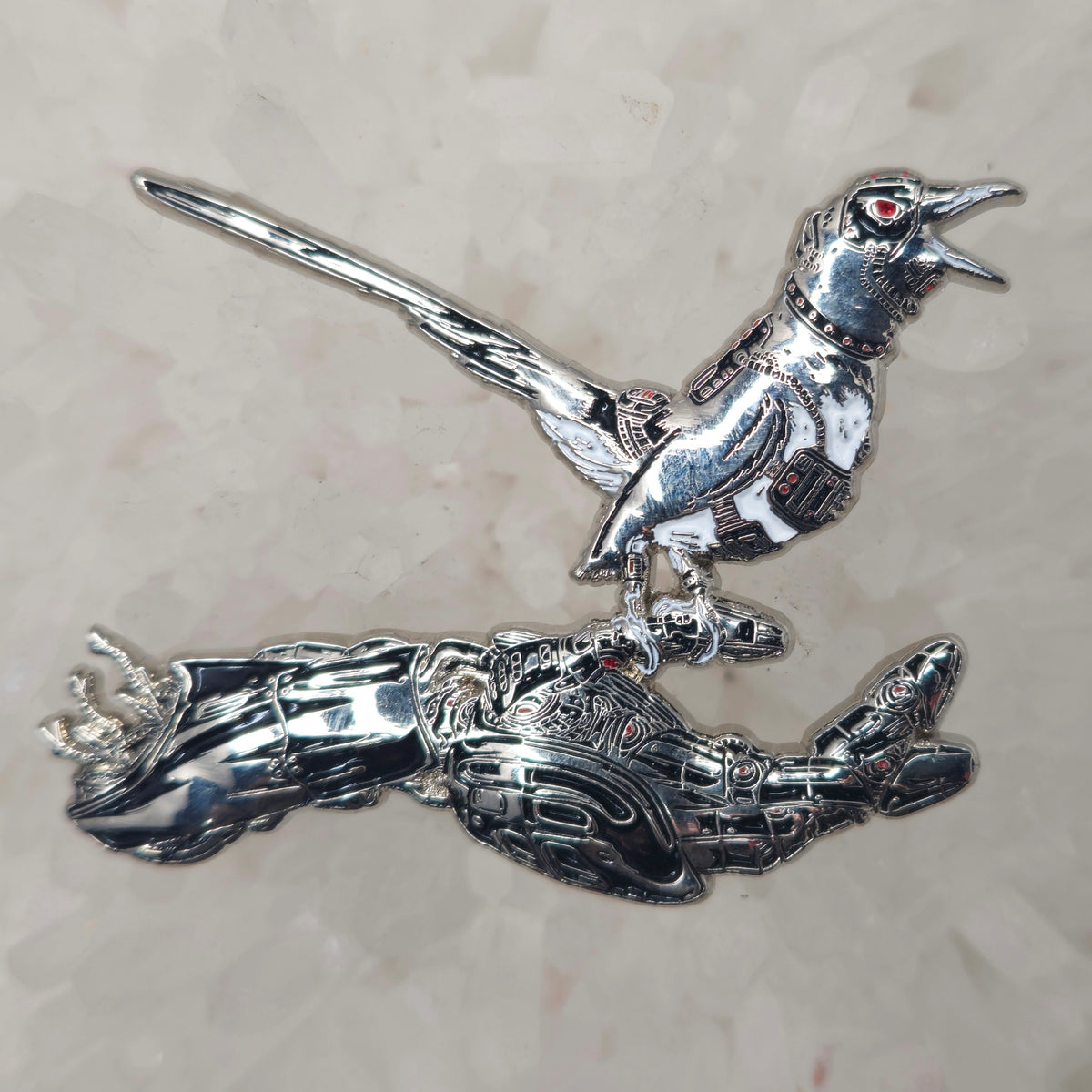 Android Bird Perch V3 Trippy Robot Psychedelic Cyborg Art 3D Enamel Pins Hat Pins Lapel Pin Brooch Badge Festival Pin