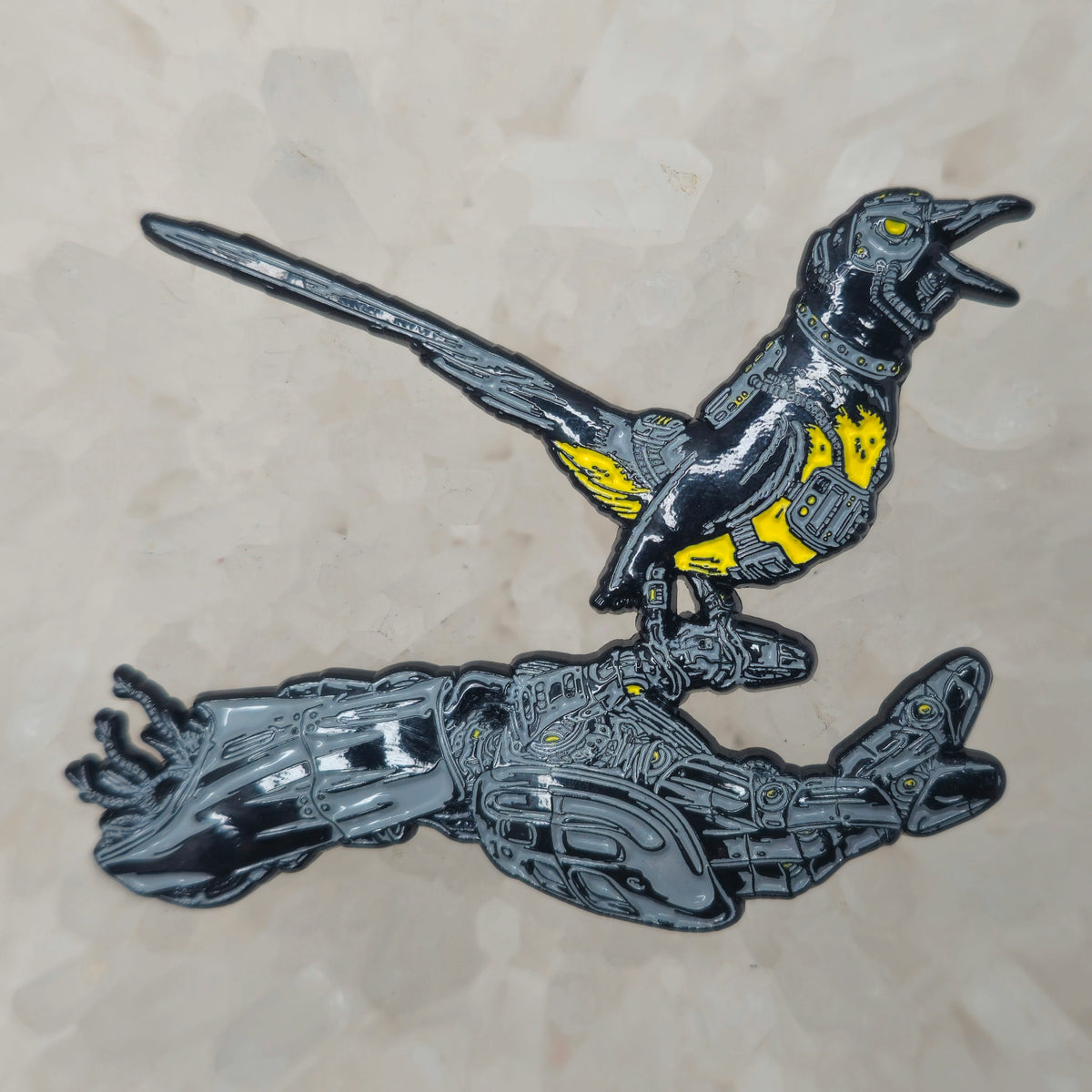 Android Bird Perch Trippy Robot Psychedelic Cyborg Art 3D Enamel Pins Hat Pins Lapel Pin Brooch Badge Festival Pin
