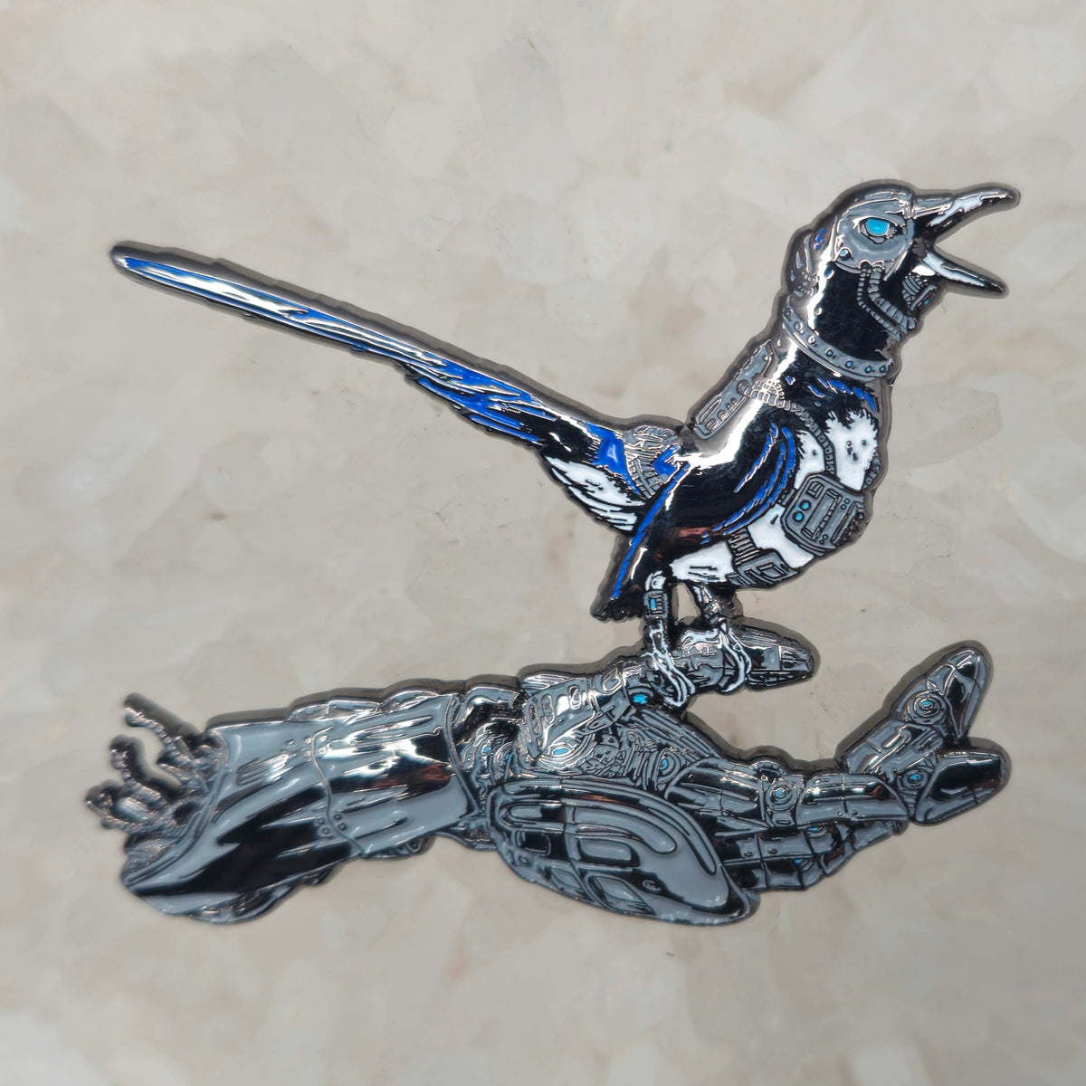 Android Bird Perch V2 Trippy Robot Psychedelic Cyborg Art 3D Enamel Pins Hat Pins Lapel Pin Brooch Badge Festival Pin