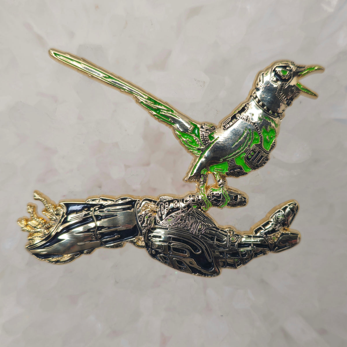 Android Bird Perch V4 Trippy Robot Psychedelic Cyborg Art 3D Enamel Pins Hat Pins Lapel Pin Brooch Badge Festival Pin
