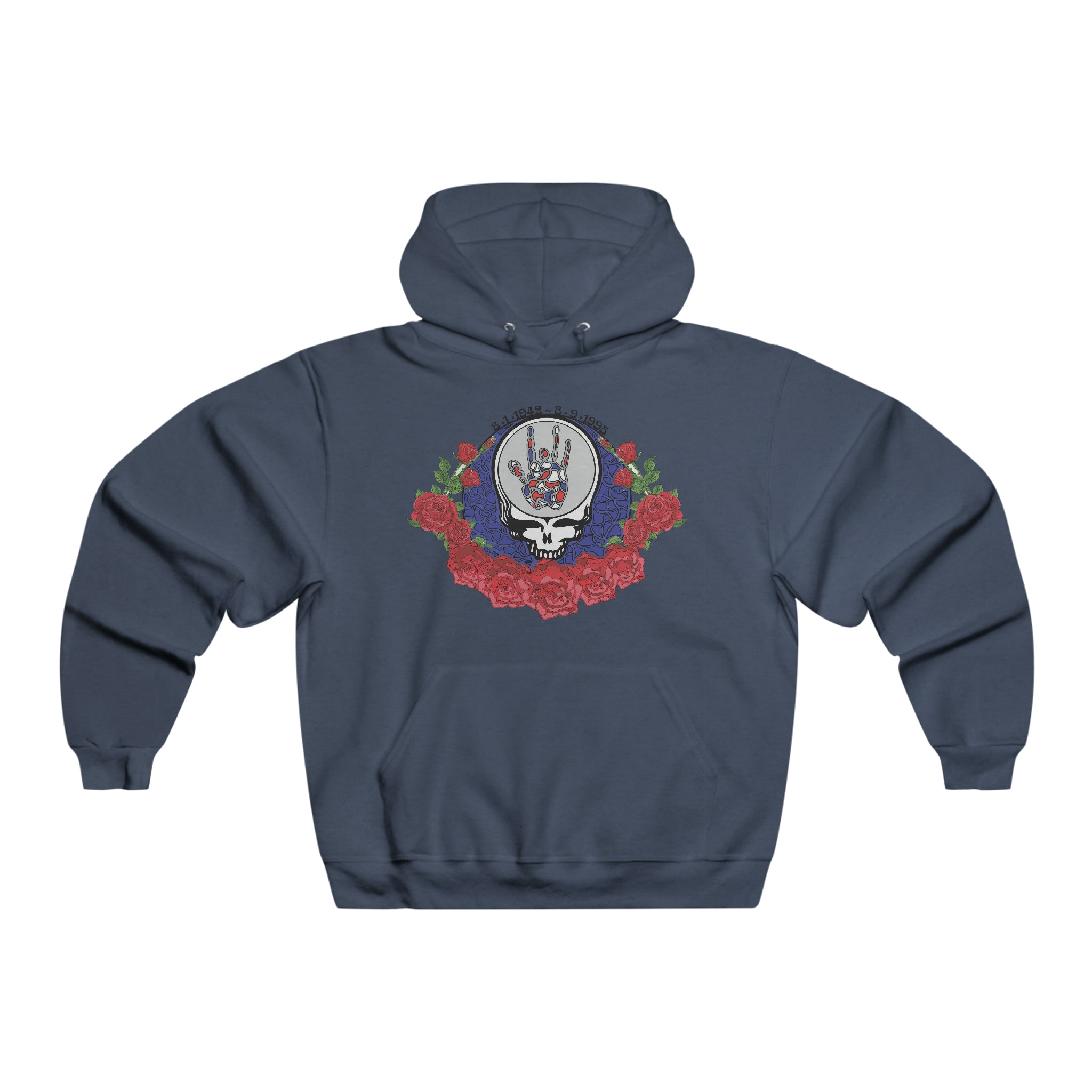 Grateful Rose Jerry Tribute Dead Lot Hoodie 2 Sided Men&#39;s Hooded Sweatshirt By Mythical Merch
