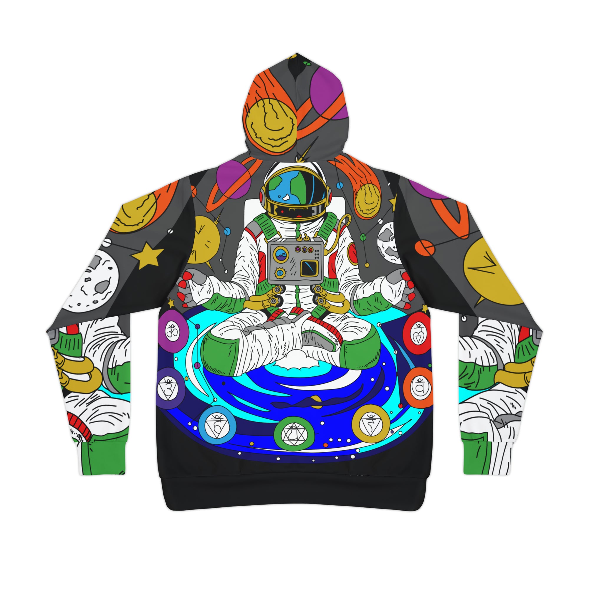 Chakranaut Space Meditation Chakra Planet Unisex Hooded Sweatshirt Athletic Hoodie 95% Recycled Material Sweater By Mike Snowadzky X Mythical Merch