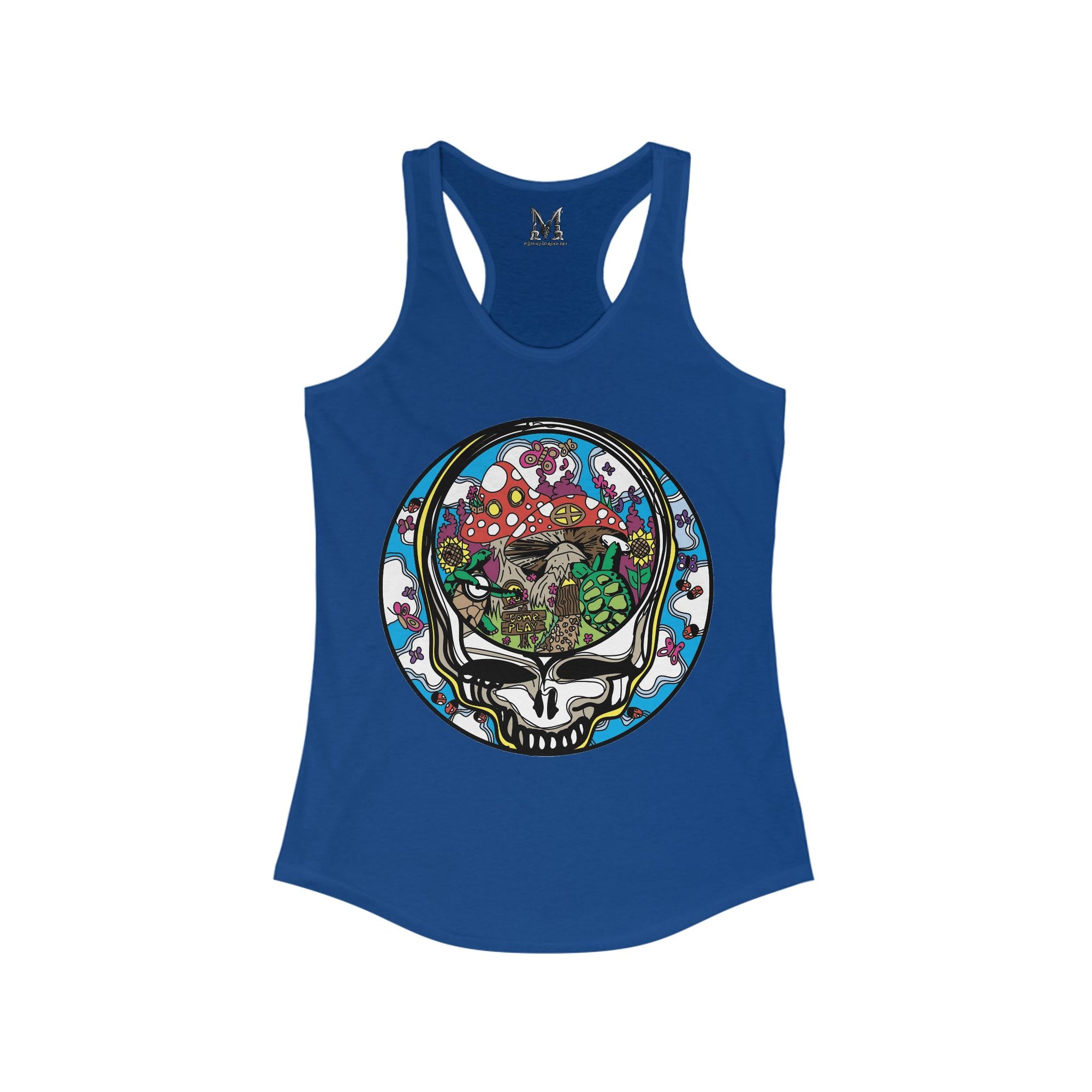 Dancing Terrapin Mushroom Village Stealie Turtle Forever Grateful Shakedown Dead Lot Dancing Bear Dead Lot Women&#39;s Ideal Racerback Tank Top