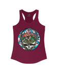 Dancing Terrapin Mushroom Village Stealie Turtle Forever Grateful Shakedown Dead Lot Dancing Bear Dead Lot Women's Ideal Racerback Tank Top
