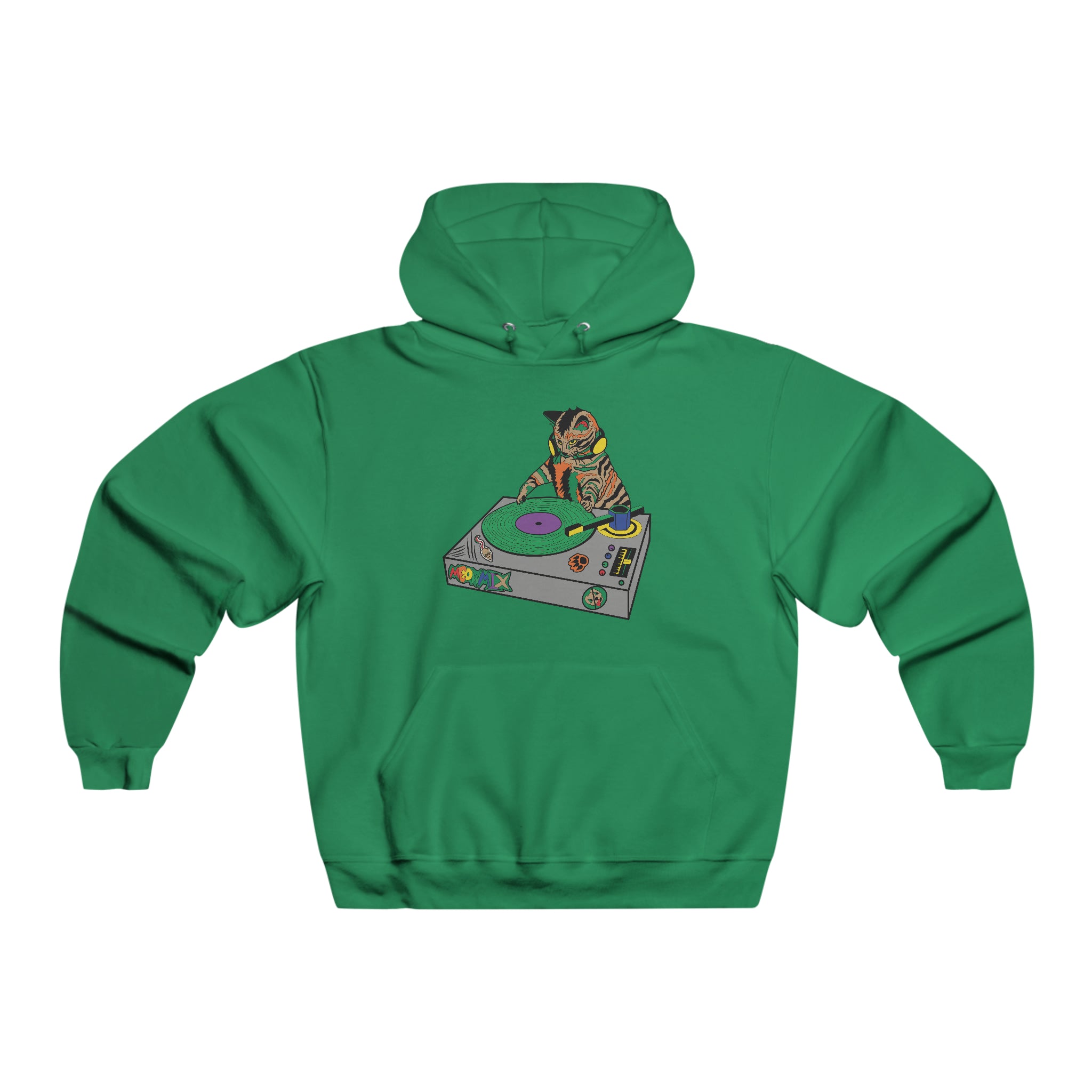 Dj Cat Scratch Kitty Turntable Edm Hoodie 2 Sided Men&#39;s Hooded Sweatshirt By Carissa Williams X Mythical Merch
