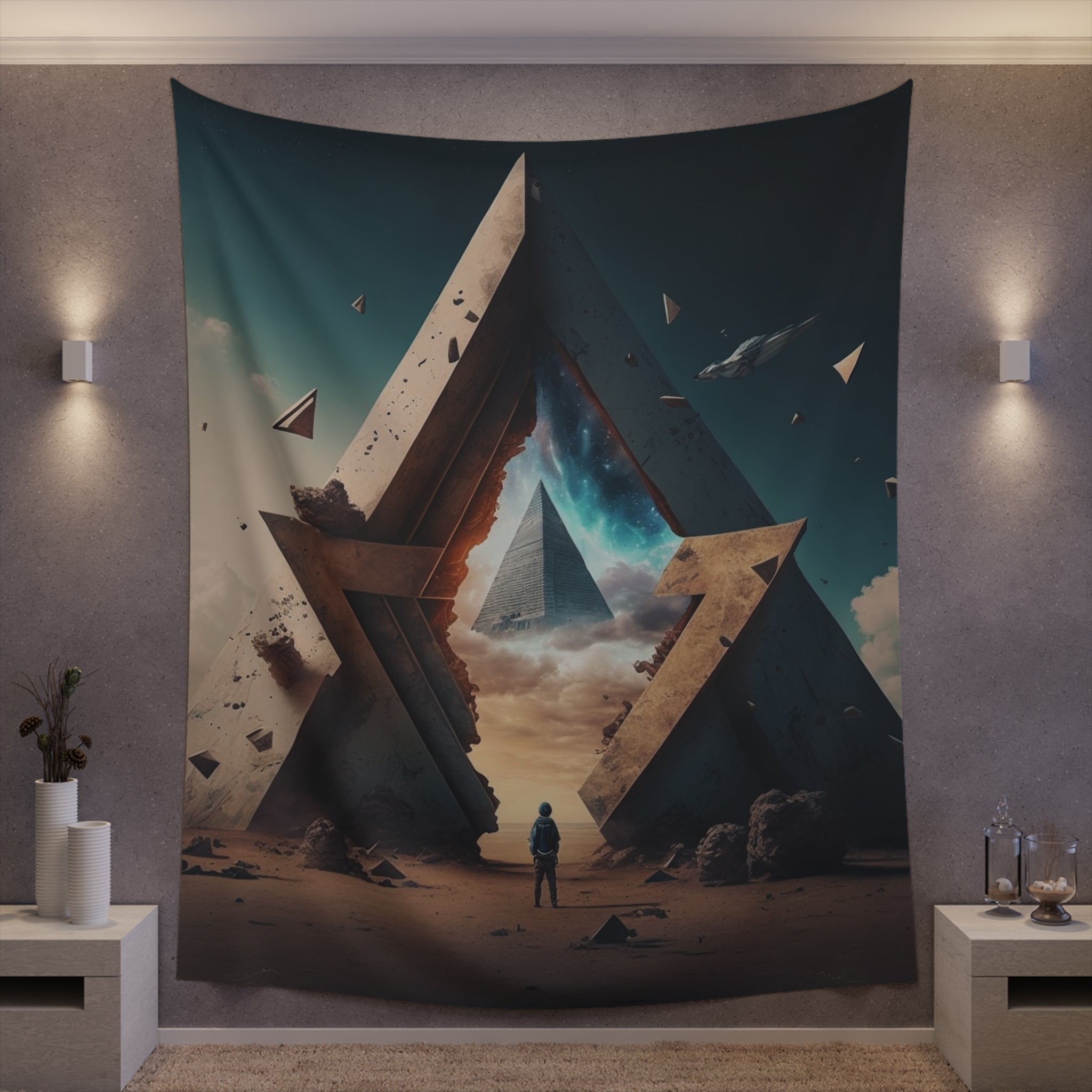 Portal Pyramid Ascension Egyptian Star Gate Printed Wall Tapestry Sci Fi Psychedelic Tapestries