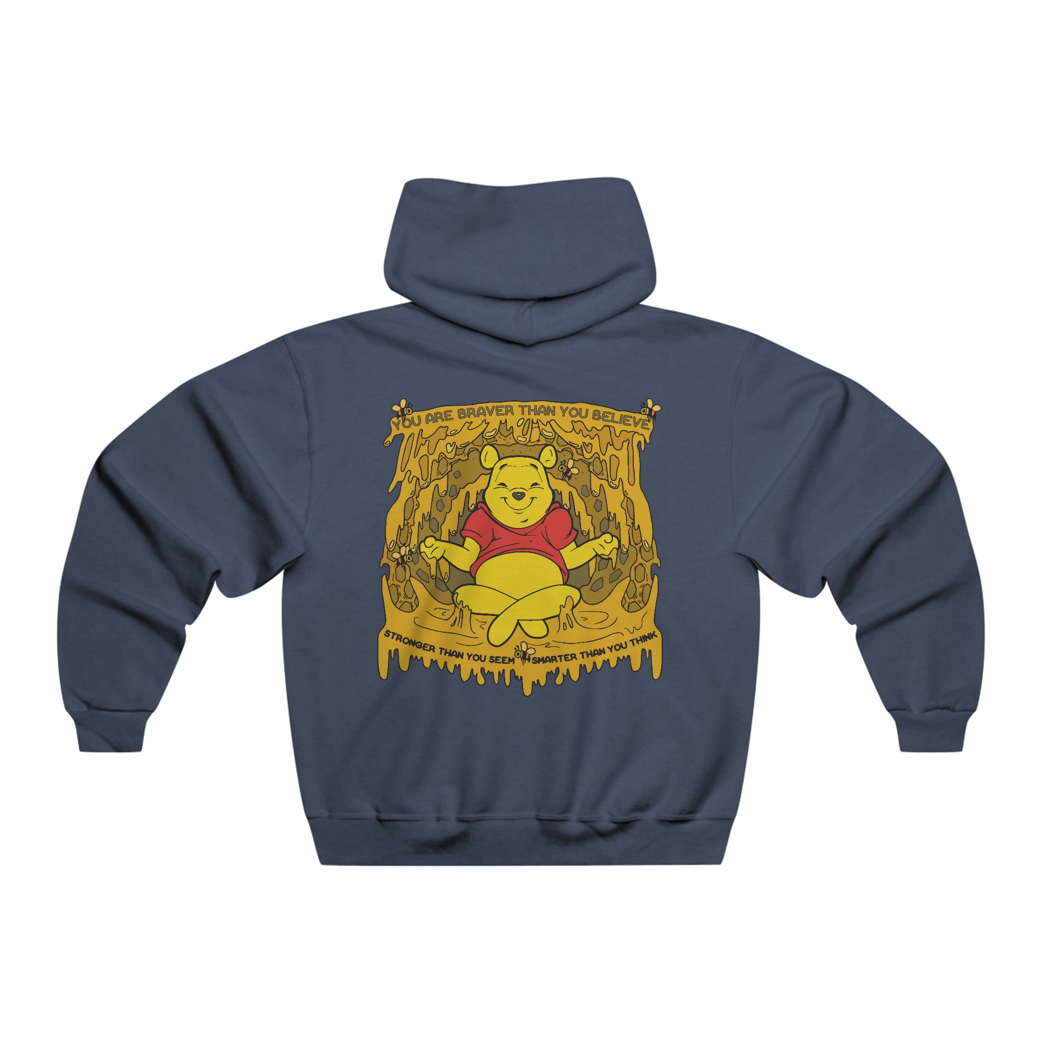 Winnie Braver Than You Seem Pooh Meditation Honeycomb Bee Hoodie 2 Sided Men&#39;s Hooded Sweatshirt By Carissa Williams X Mythical Merch