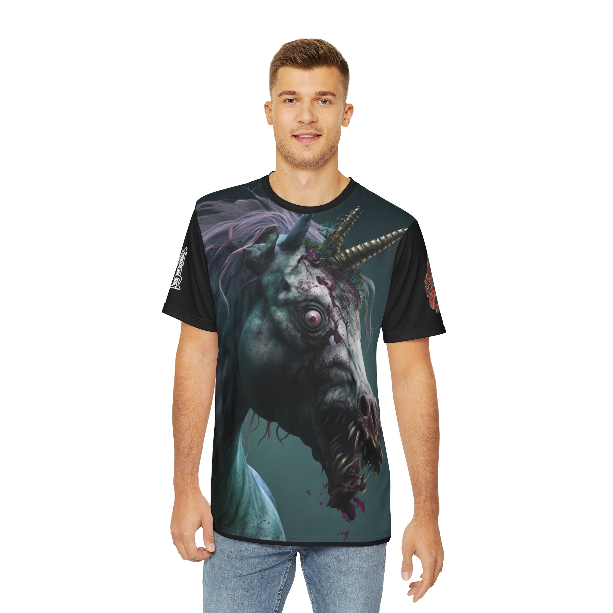 Zombie Unicorn Undead Horse Demonic Dark Evil Art Men&#39;s Polyester Tee Tshirt T-shirt Shirt By Mythical Merch