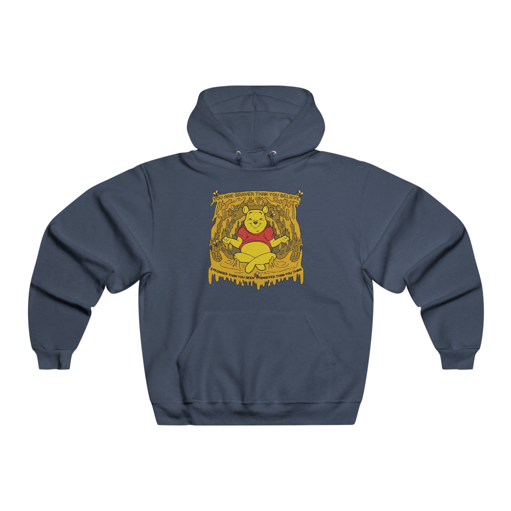 Winnie Braver Than You Seem Pooh Meditation Honeycomb Bee Hoodie 2 Sided Men&#39;s Hooded Sweatshirt By Carissa Williams X Mythical Merch
