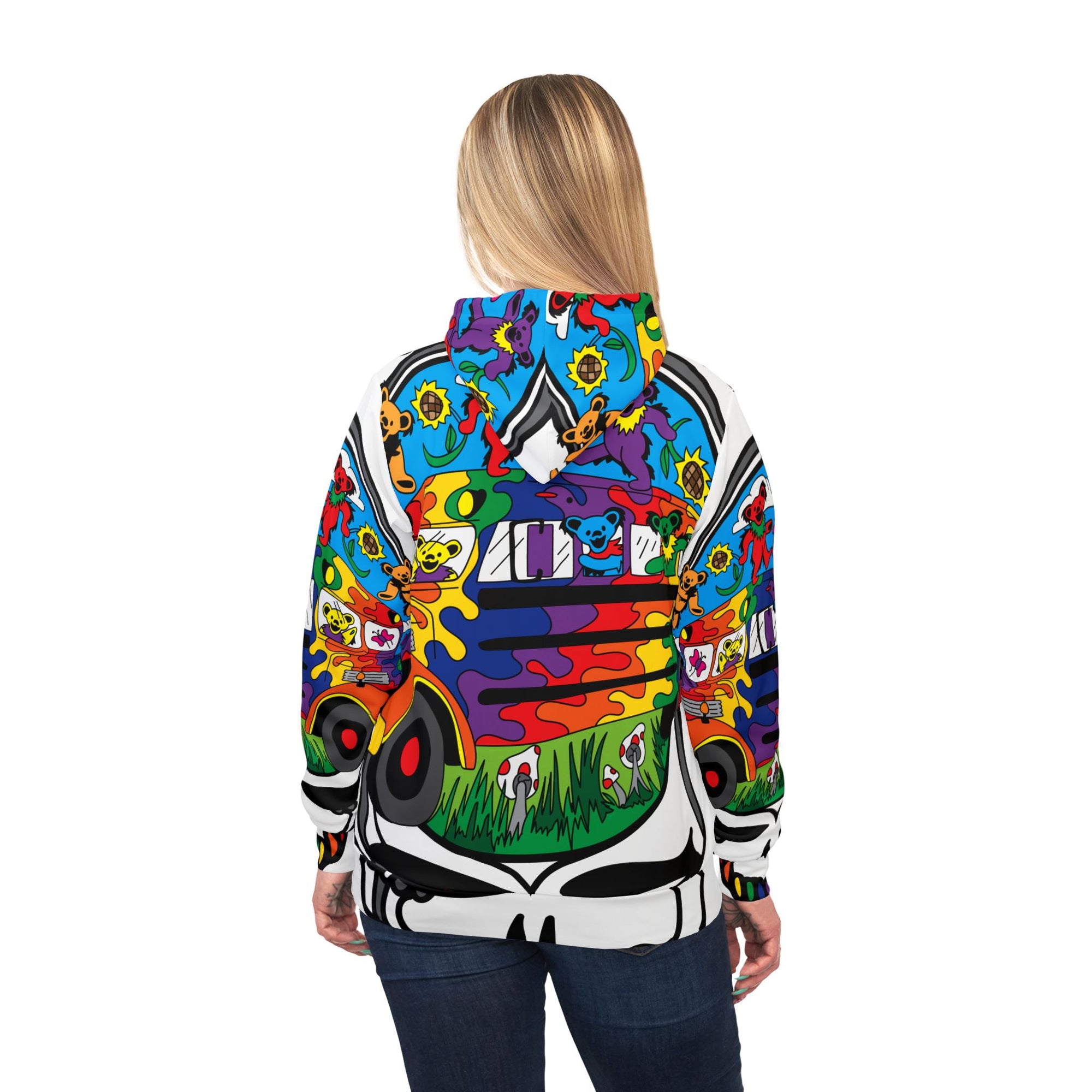 Furthur Bus Dancing Bear Crew Forever Grateful Stealie Dead Lot Unisex Hooded Sweatshirt Athletic Hoodie 95% Recycled Materials (AOP)