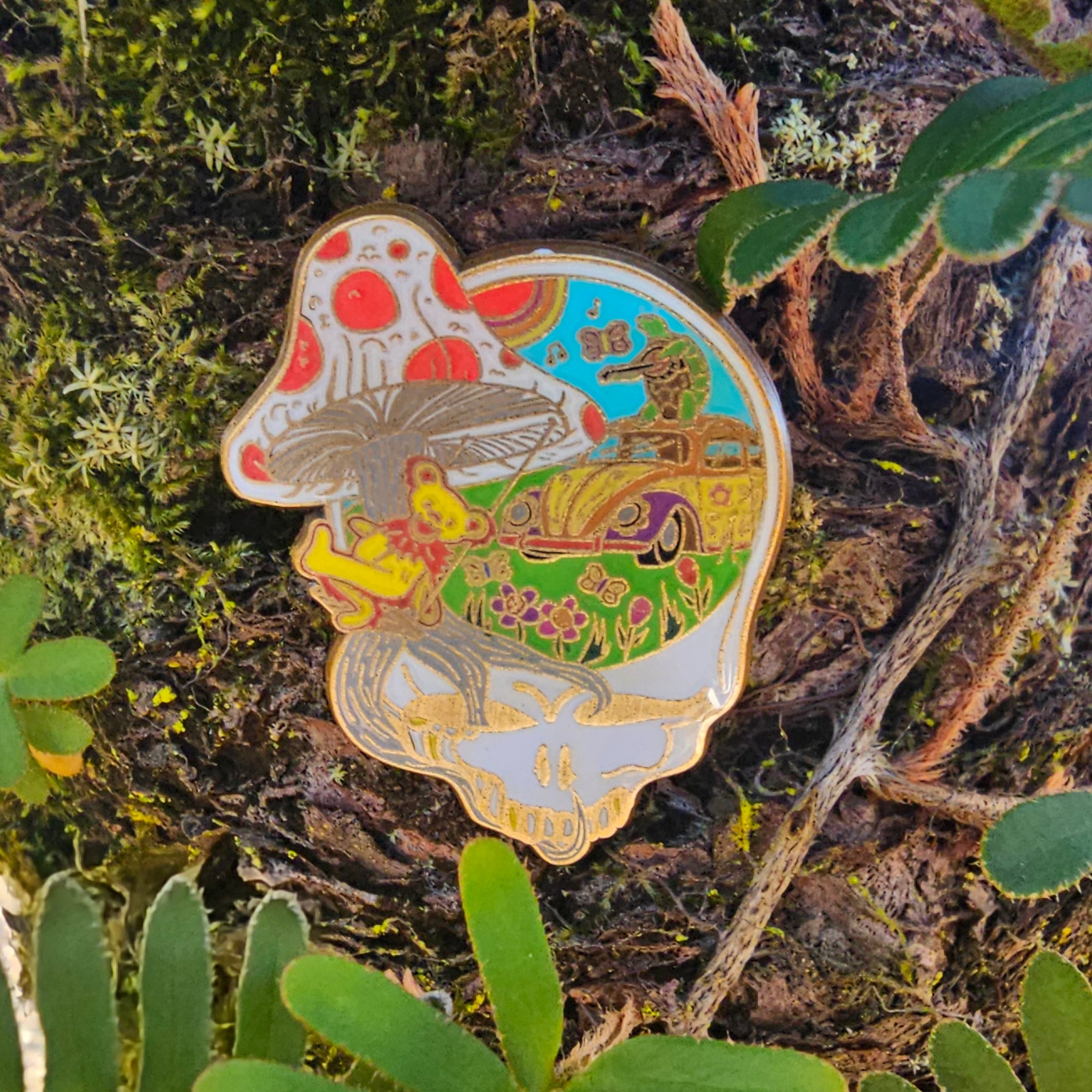 Set Of 2 - Swing To Another Universe Stealie Day &amp; Night Editions Grateful Shakedown Street Dead Lot Enamel Pins Limited Edition Hat Pins Lapel Pin Brooch Badge Festival Pin