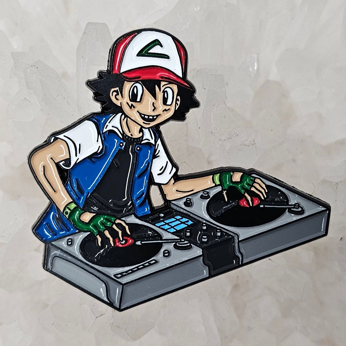 Dj Ash Vinyl Poke Baller Edm Anime Dubstep 2000s Cartoon Enamel Pins Hat Pins Lapel Pin Brooch Badge Festival Pin