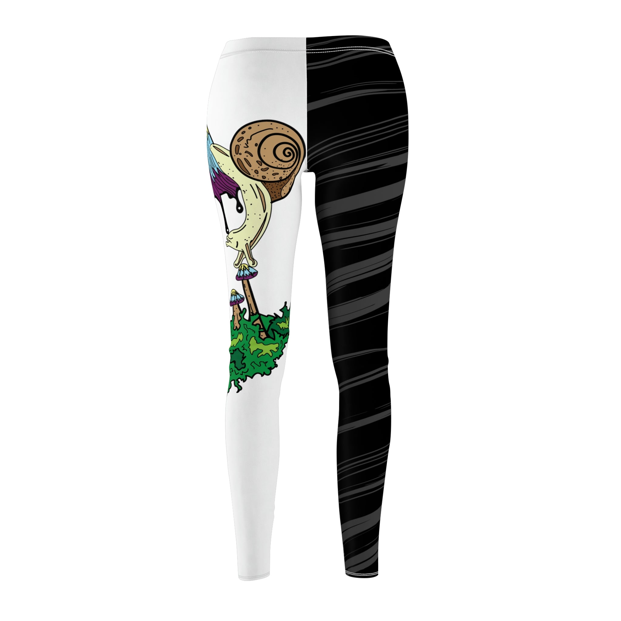 Inky Cap Mushroom Snail Black &amp; White Women&#39;s Cut &amp; Sew Casual Leggings Stockings Tights Pants By Erin Barnhart X Mythical Merch