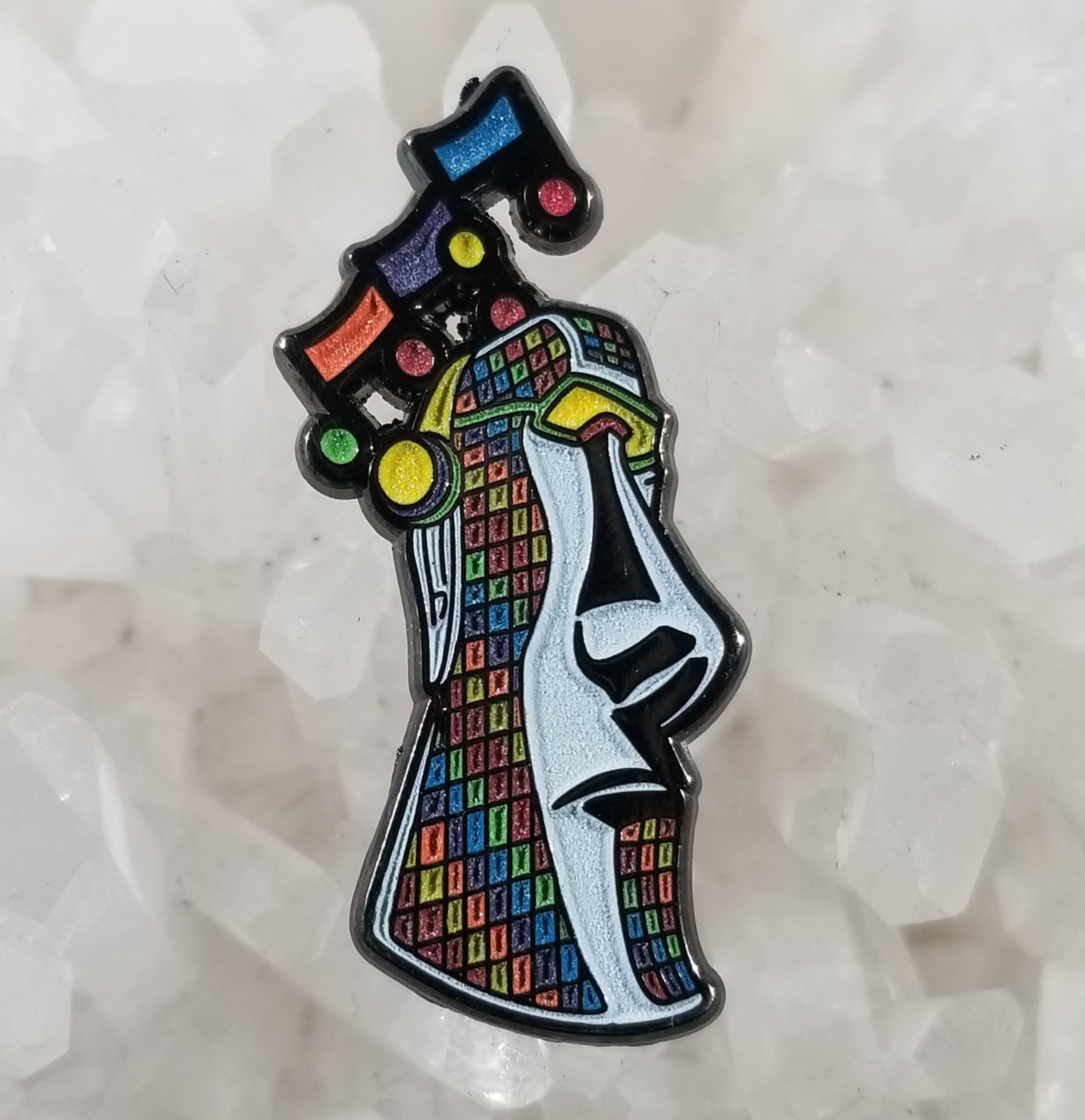 Easter Island Bass Head Music EDM Dance Disco Rainbow Glow Enamel Pins Hat Pins Lapel Pin Brooch Badge Festival Pin