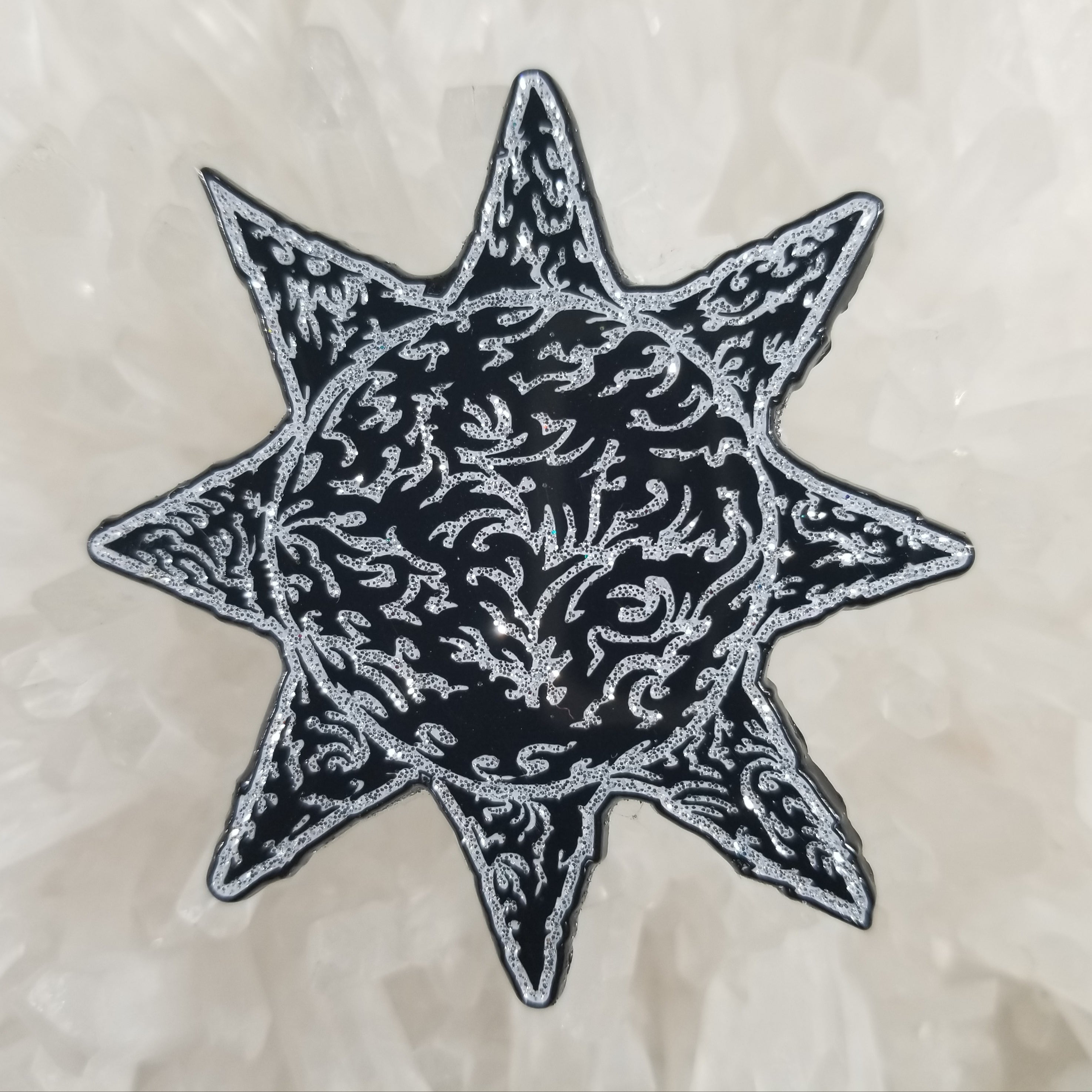 Sun Moon Power Expansion Black/White Psychedelic Art Enamel Hat Pin
