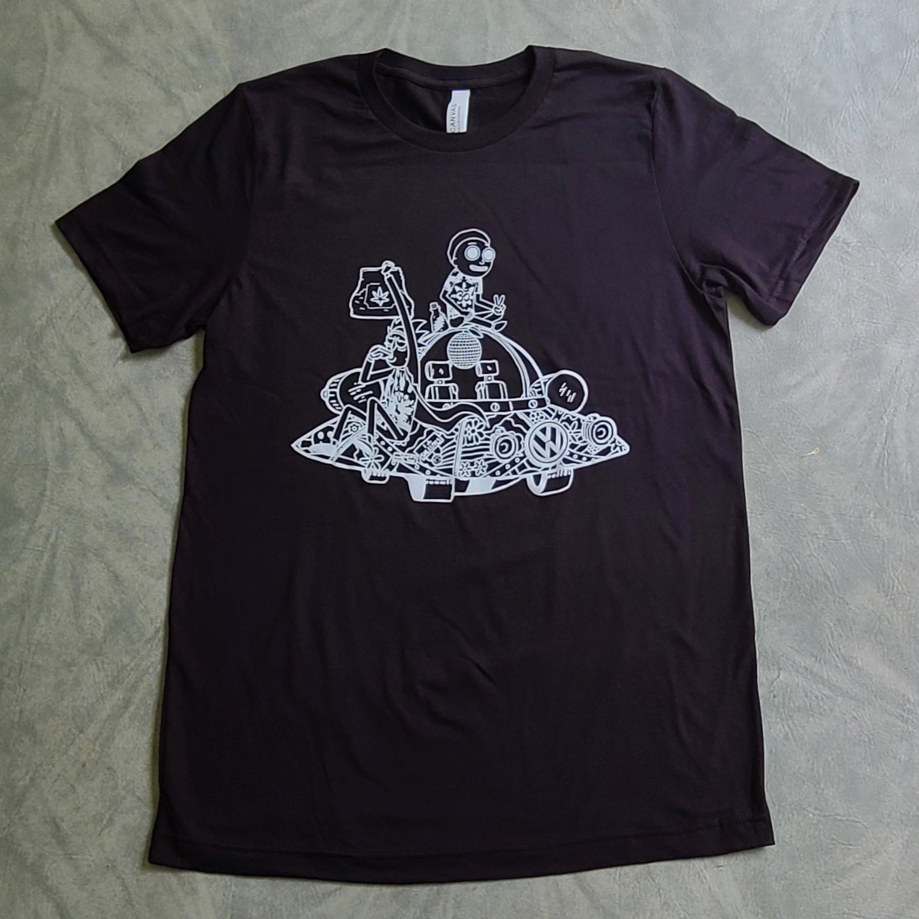 Trippy Hippie Space Bus Rick Ship Hippie Family Morty 90s Cartoon Blac ...