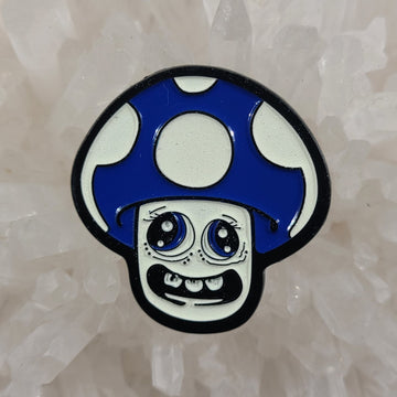 Blue Magic Mushroom Psilocybin Trippy Art Glow Enamel Pins Hat Pins Lapel Pin Brooch Badge Festival Pin