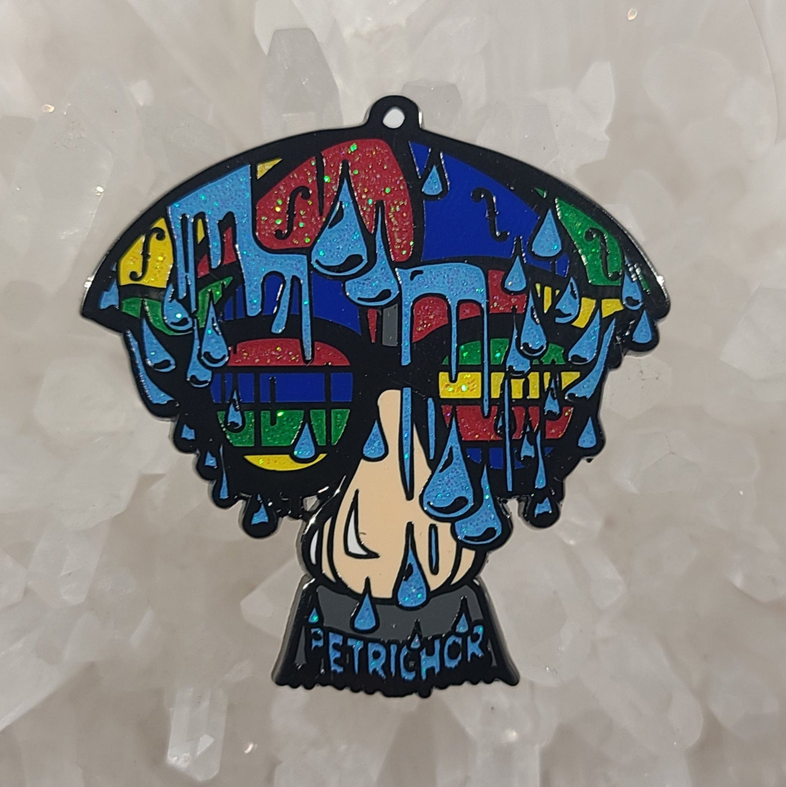 Petrichor The Smel Of Rain Trippy Face Psychedelic Art Enamel Hat Pin