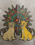 Set of 2 Trippy Simba Nala Sun Lion Sacred Geometry King Mandala 90s Cartoon Glow Enamel Hat Pins