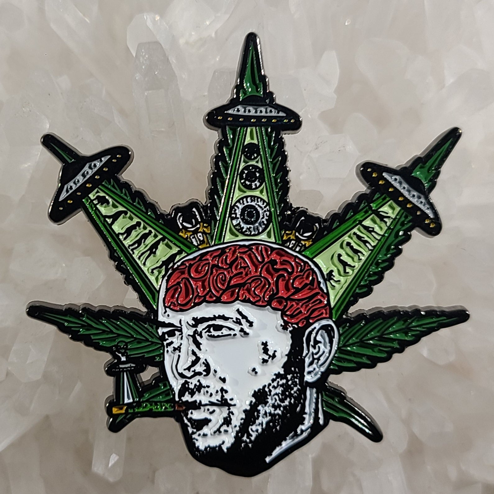 Weed Alien Joe Rogan Abduction Dmt Brain Ufo Enamel Hat Pin