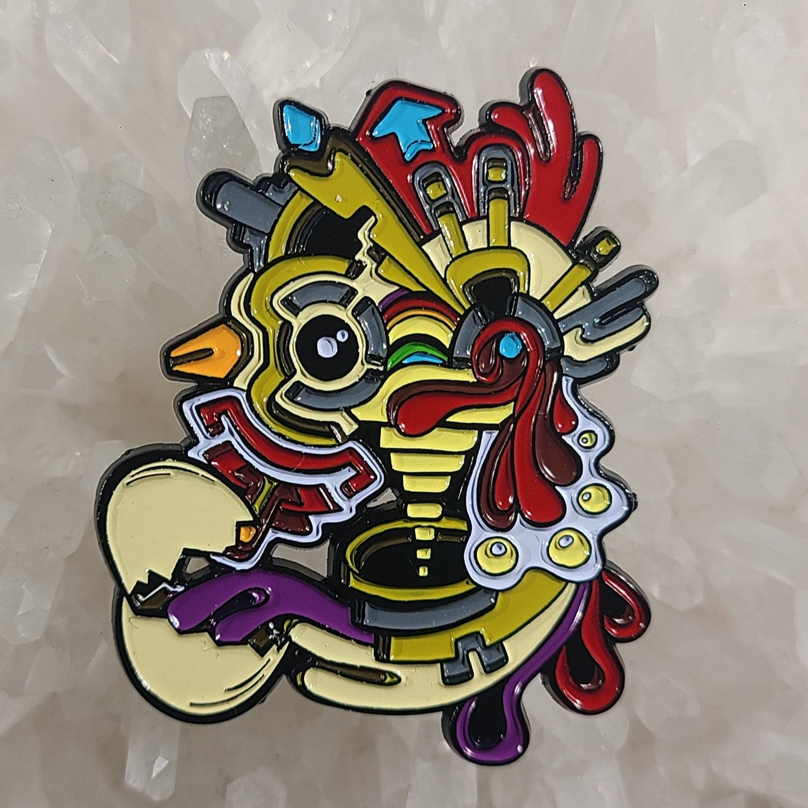 Psychedelic Chicken Or The Egg Art Enamel Hat Pin