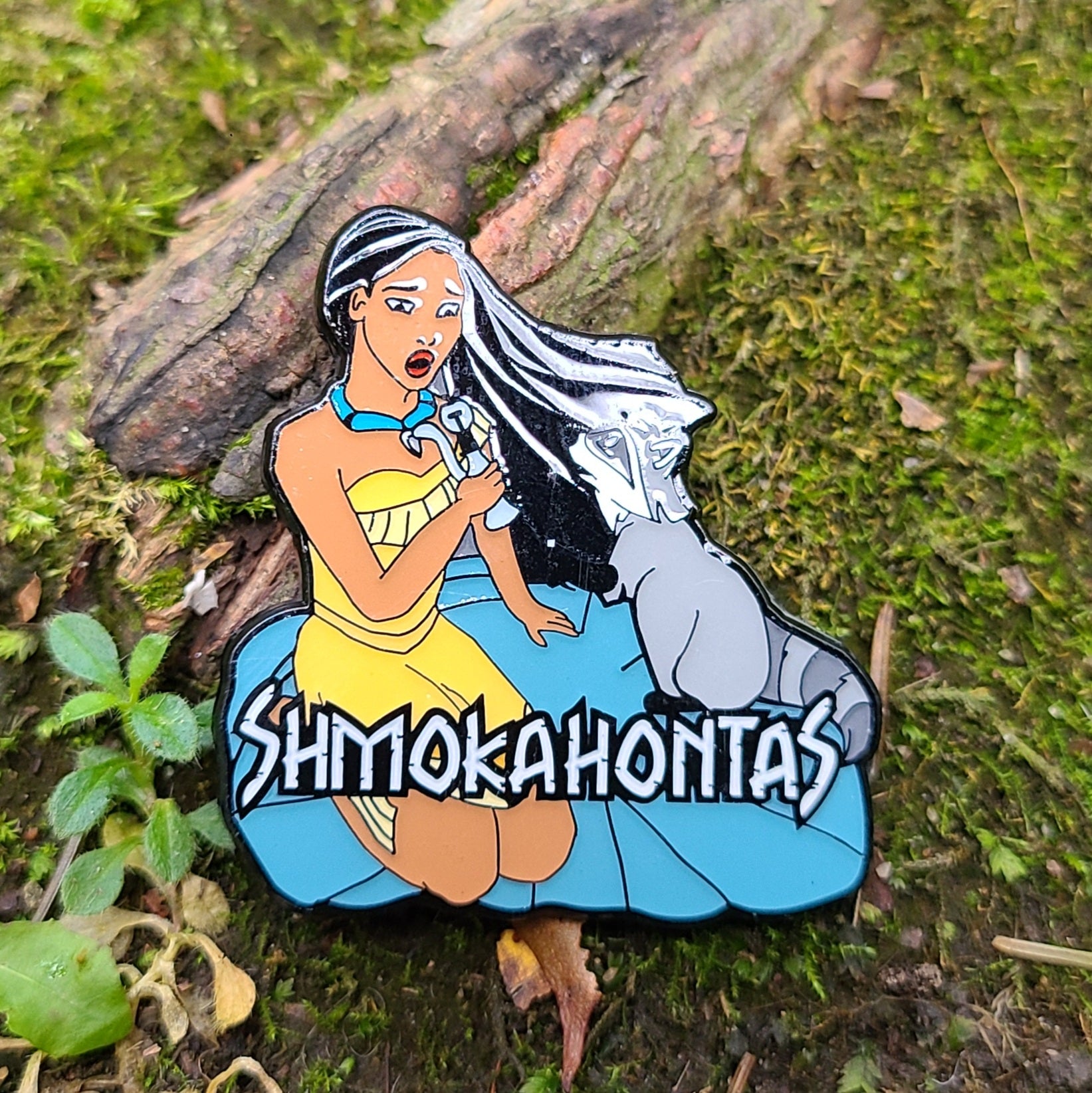 Shmokahontas Dab Raccoon Weed Stoner Princess 90s Cartoon Glow Enamel Hat Pin