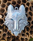 Crystal Third Eye Wolf Sacred Geometry Animal Wolves Dog Coyote 3D Metal Pendant Charm Necklace Charm Car Mirror Jewelry