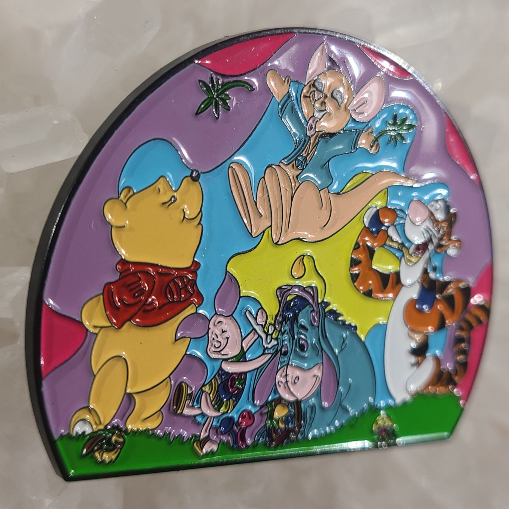 Pooh Hippie Family Festie Crew Eeyore Tigger Piglet 90s Cartoon Enamel Pin Hat Pin Lapel Pin Brooch Badge Festival Pin