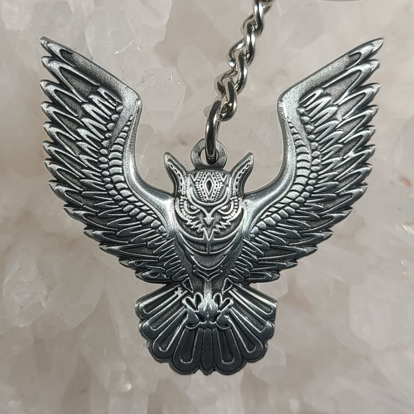 Night Owl Flight Tribal Wings Bat Bird Animal Silver 3D Metal Keychains Key-Chain Key Chains