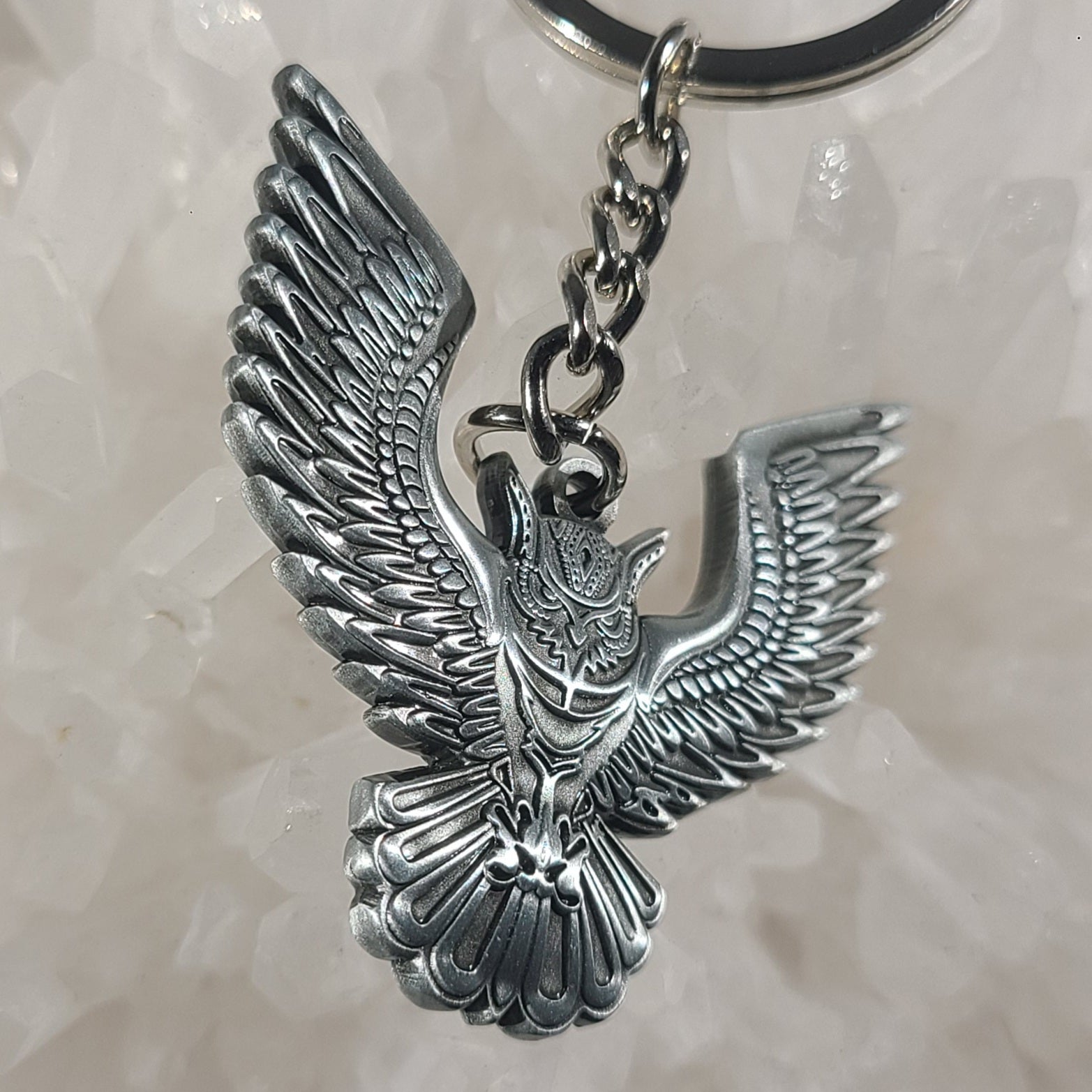 Night Owl Flight Tribal Wings Bat Bird Animal Silver 3D Metal