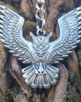 Night Owl Flight Tribal Wings Bat Bird Animal Silver 3D Metal Keychains Key-Chain Key Chains