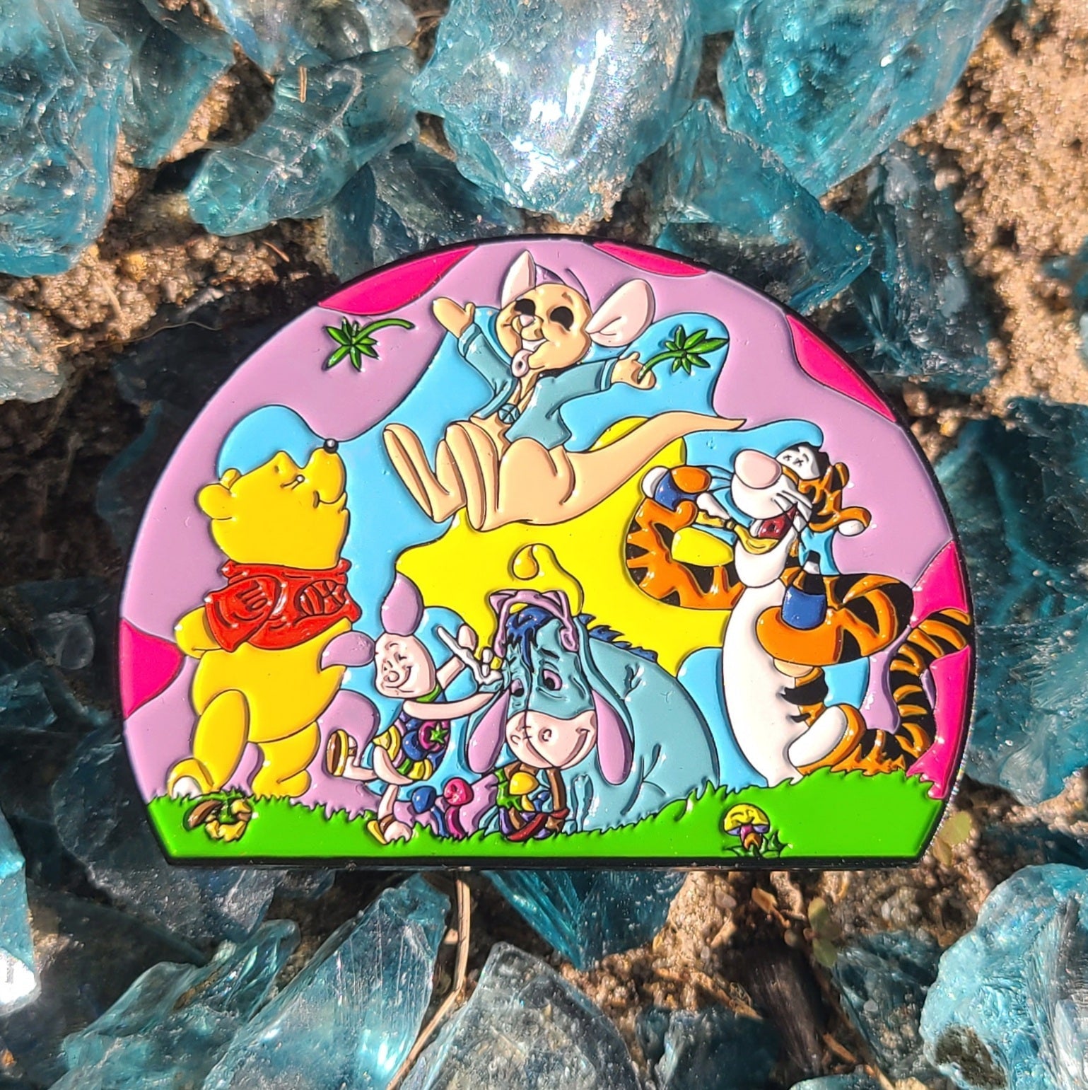 5 Pack - Pooh Hippie Family Festie Crew Eeyore Tigger Piglet 90s Cartoon Wholesale Enamel Pins Hat Pins Lapel Pin Brooch Badge Festival Pin