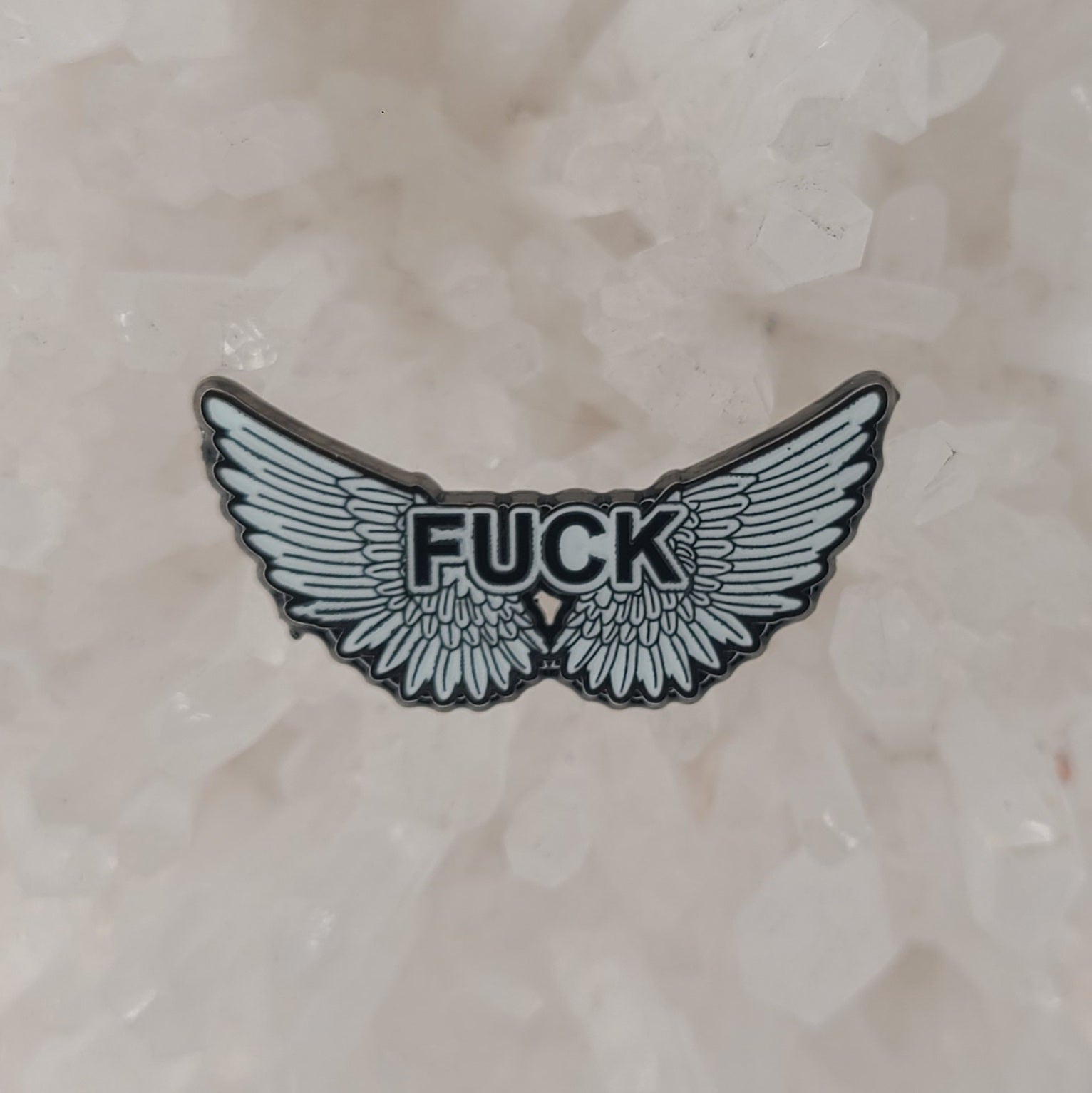 Dont Give A Flying Fuck Wings Funny Comedy Glow Enamel Pins Hat Pins Lapel Pin Brooch Badge Festival Pin