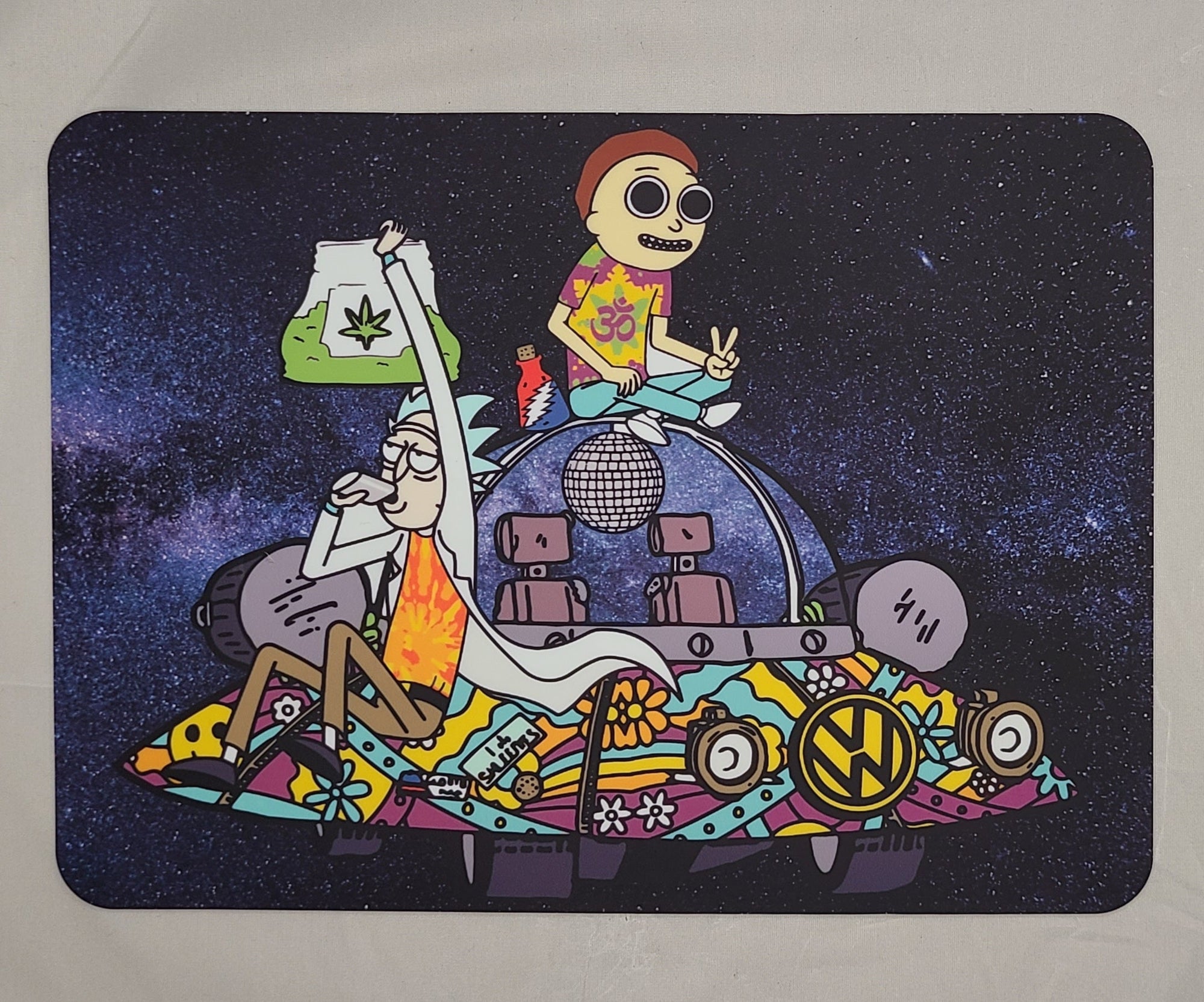 10 Pack - Trippy Ship Rick Hippie Family Morty Hippie Bus 90s Cartoon Dab Mats Wholesale Moodmat Non Stick Heat Resistant Silicone Mood Mat Weed Pad Marijuana Place Mat