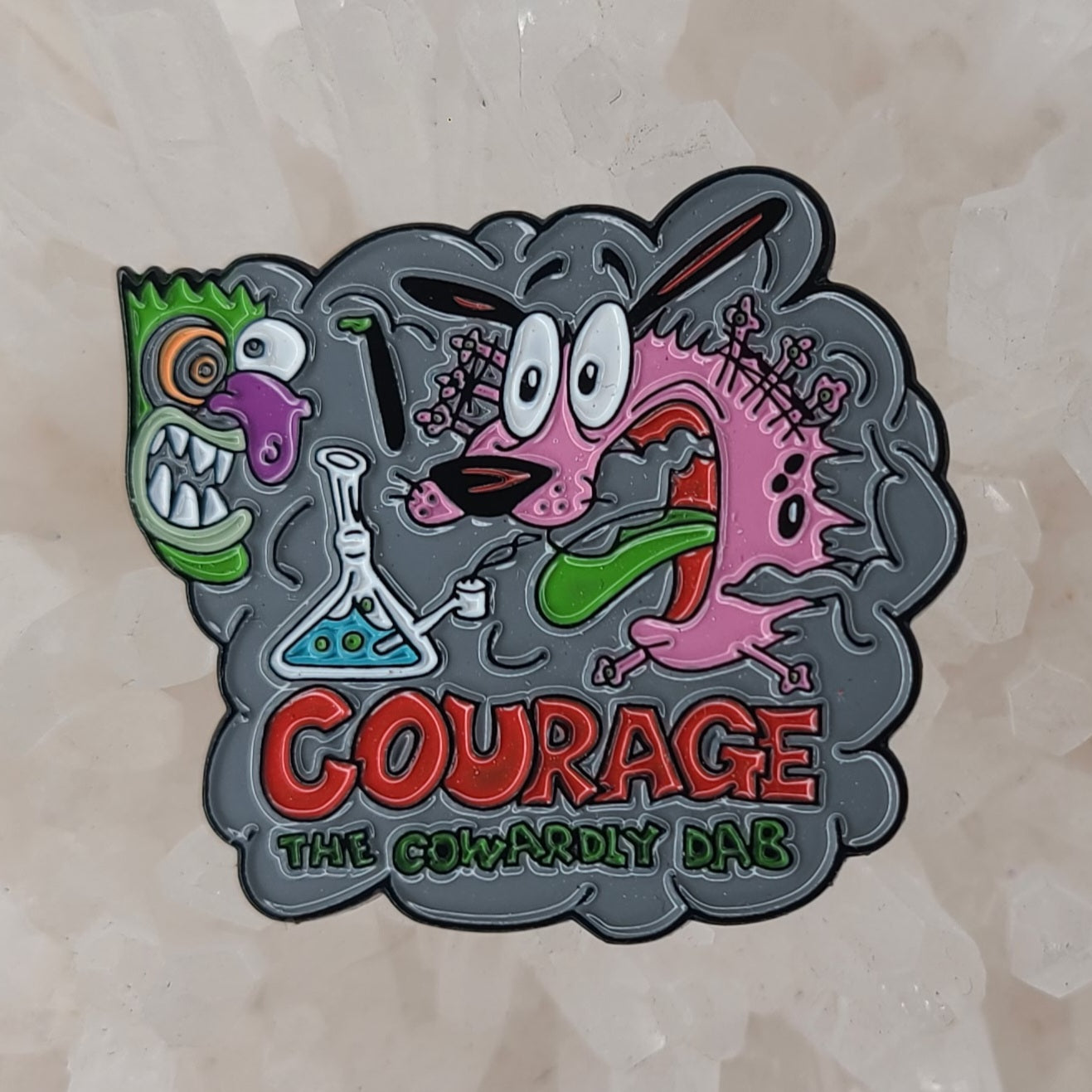 Courage The Cowardly Dab Dog Weed 90s Cartoon Enamel Pins Hat Pins Lapel Pin Brooch Badge Festival Pin