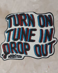 Turn On Tune In Drop Out Woodstock Festival Enamel Hat Pin