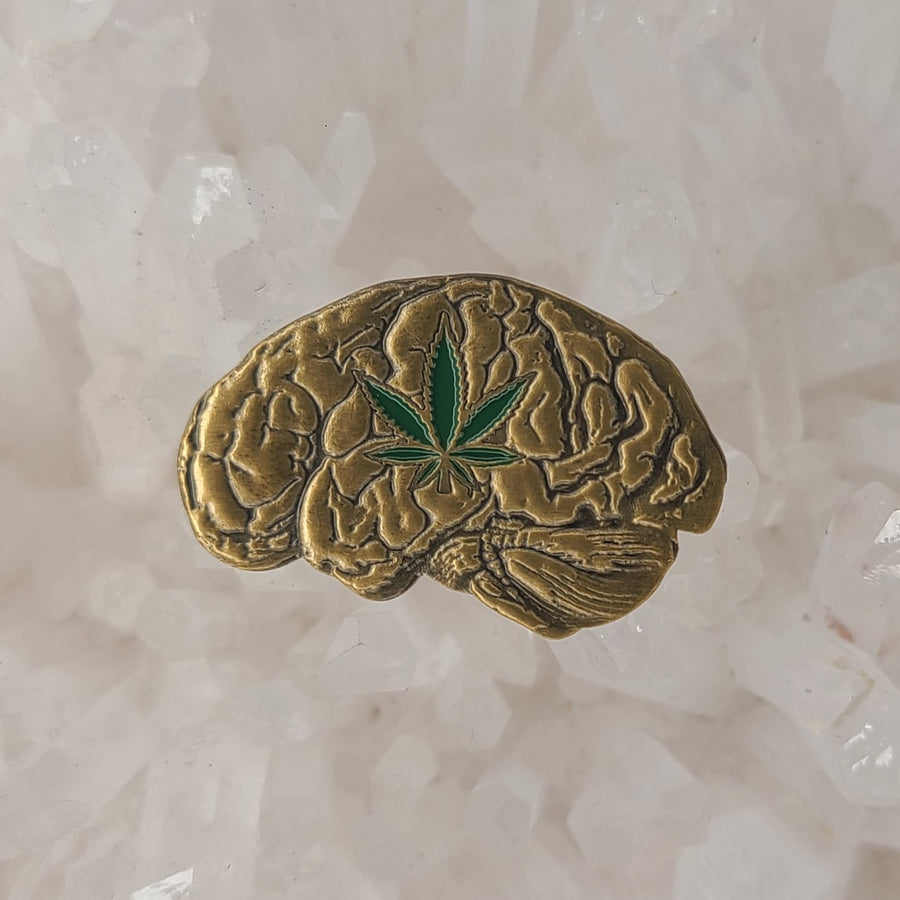 Weed Brain Pot Head Cannabis 3D Metal Enamel Hat Pin