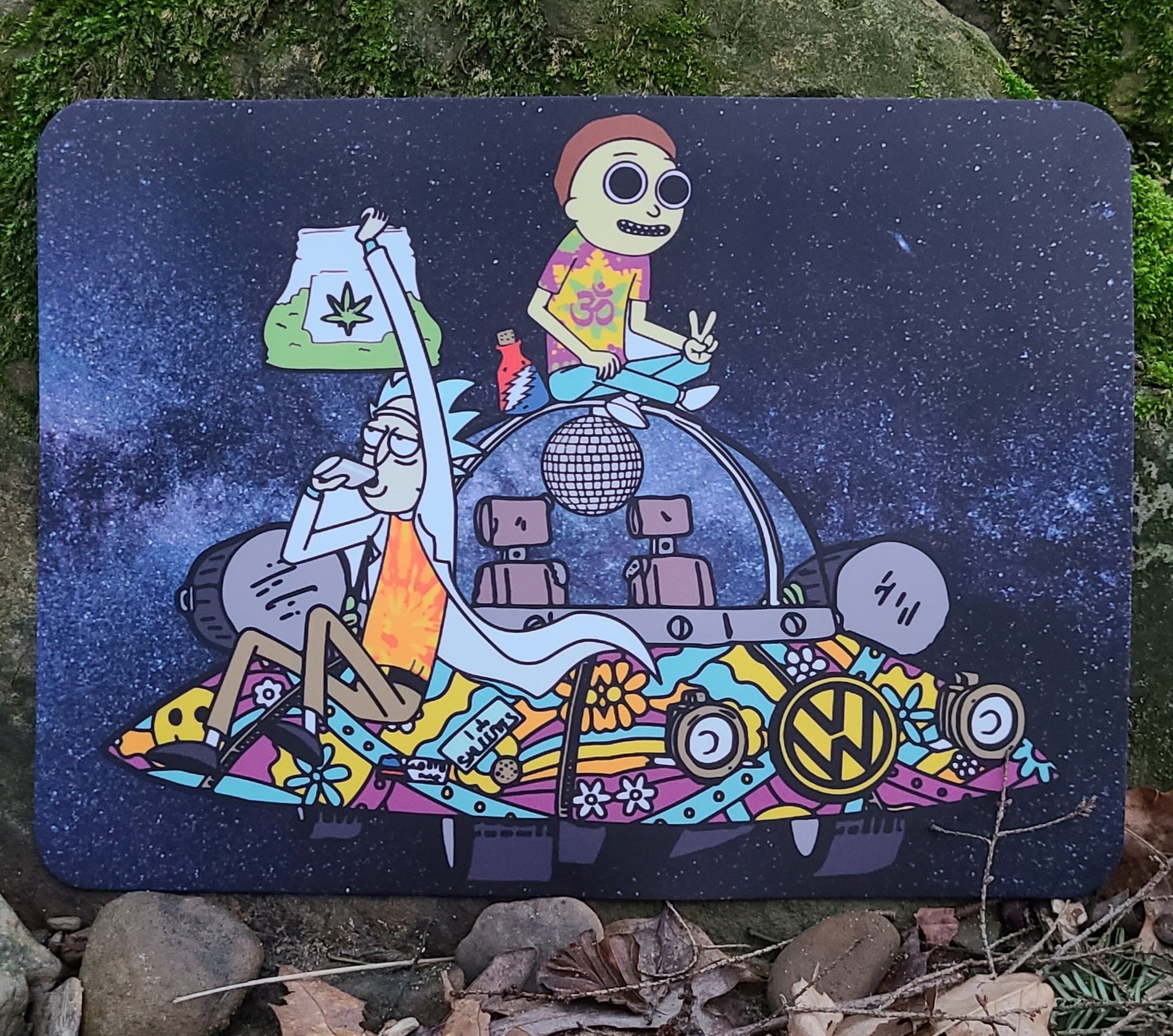 10 Pack - Trippy Ship Rick Hippie Family Morty Hippie Bus 90s Cartoon Dab Mats Wholesale Moodmat Non Stick Heat Resistant Silicone Mood Mat Weed Pad Marijuana Place Mat