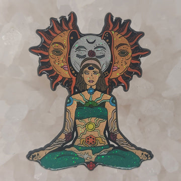 10 Pack - Sacred Sun Moon Meditation Chakra Woman Buddha Ganesha Glitter Wholesale Enamel Pins Hat Pins Lapel Pin Brooch Badge Festival Pin