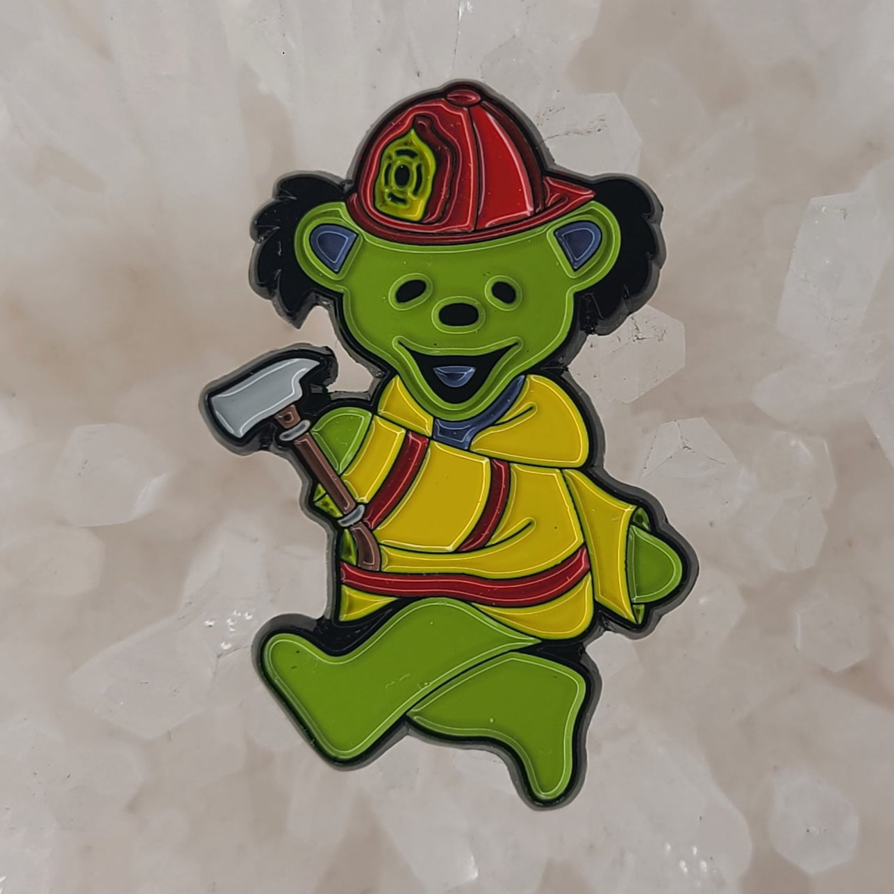 Forever Grateful Fireman Bear Dancing Fire Fighter Dead Lot Green Enamel Pins Hat Pins Lapel Pin Brooch Badge Festival Pin