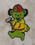Forever Grateful Fireman Bear Dancing Fire Fighter Dead Lot Green Enamel Pins Hat Pins Lapel Pin Brooch Badge Festival Pin