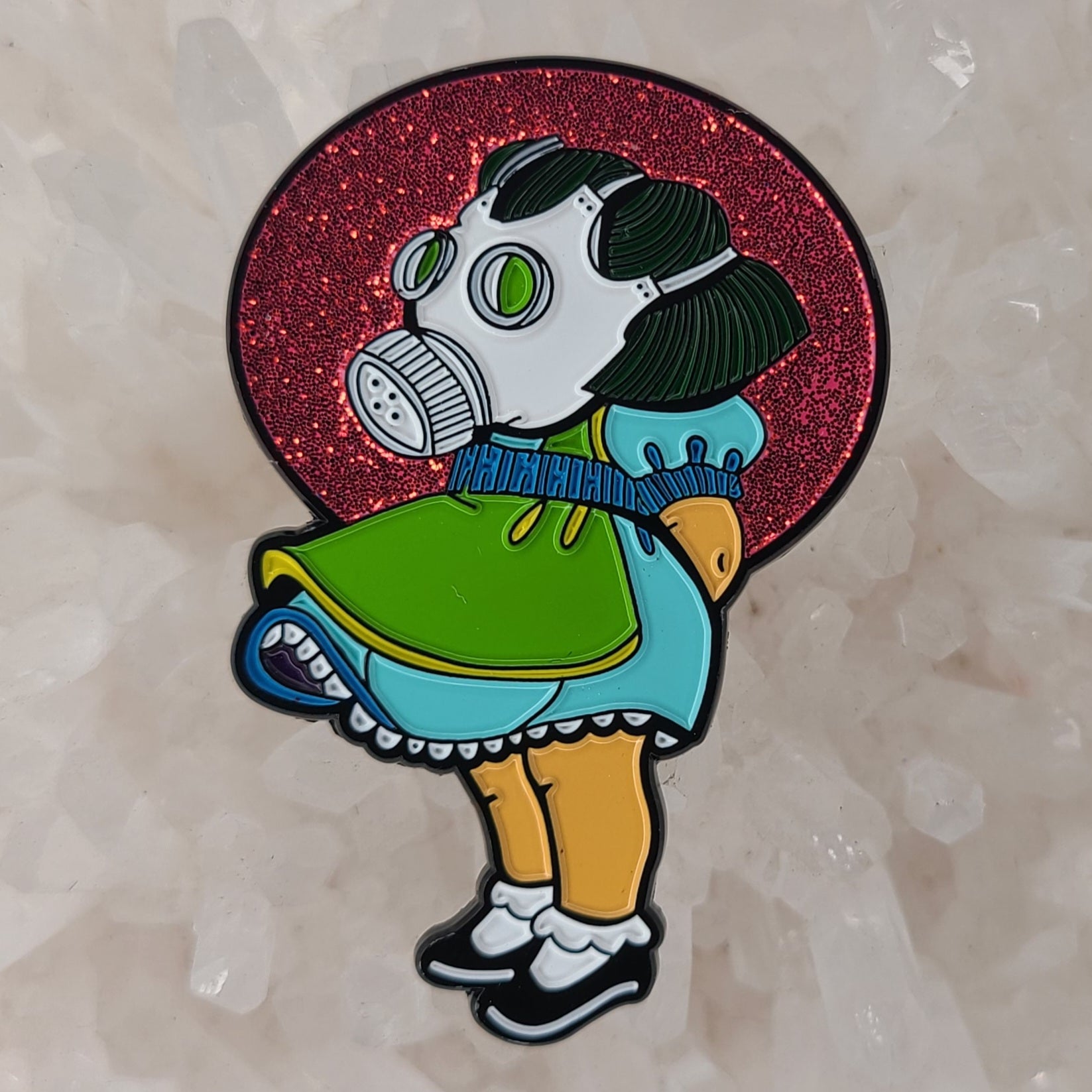 The Peanuts Sunday School Lucy Bansky Inspired Gas Mask Girl Enamel Hat Pin