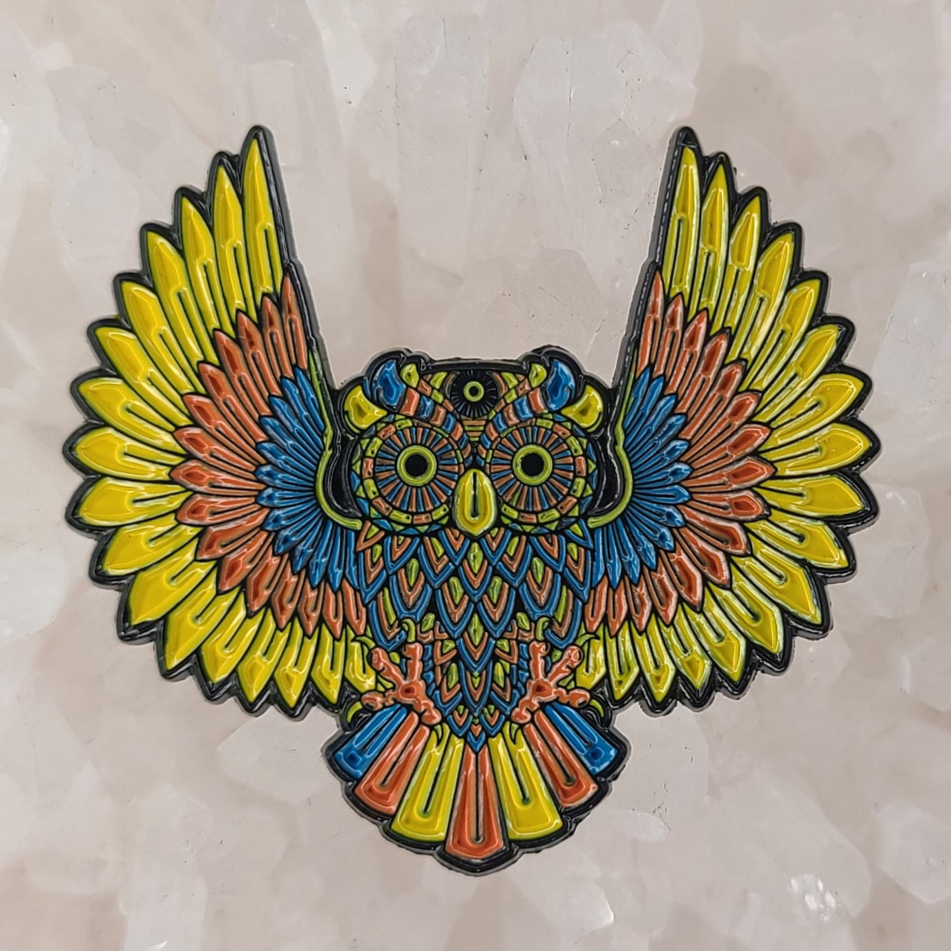 Psychedelic Rainbow Owl Bird Animal Enamel Hat Pin